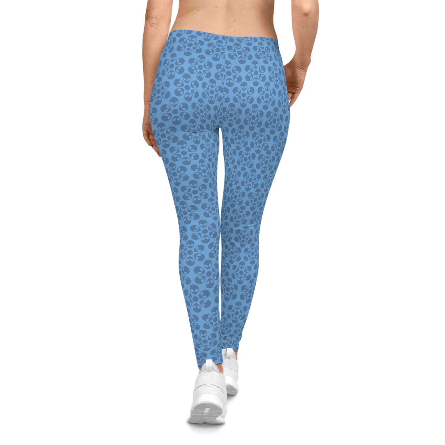 Chic Floral Leggings  Trendy Loungewear for Women Fitness Pants Yoga Wear Stylish Outfits Everyday Comfort Alien Flowers Light Blue