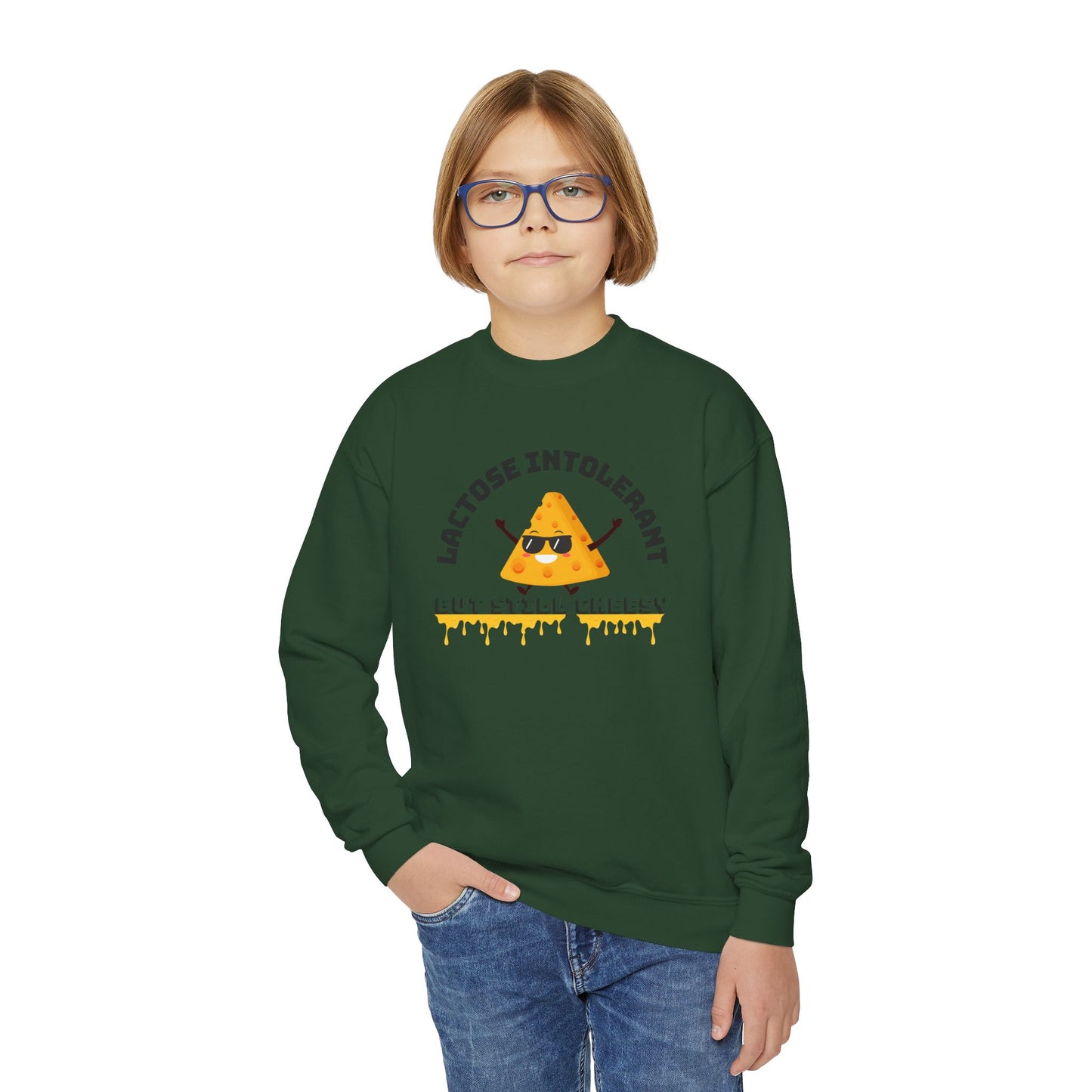 Fun Youth Crewneck Sweatshirt - "Lactose Intolerant" - Funny Gift for Kids, Allergy Awareness, Casual Wear, Birthday