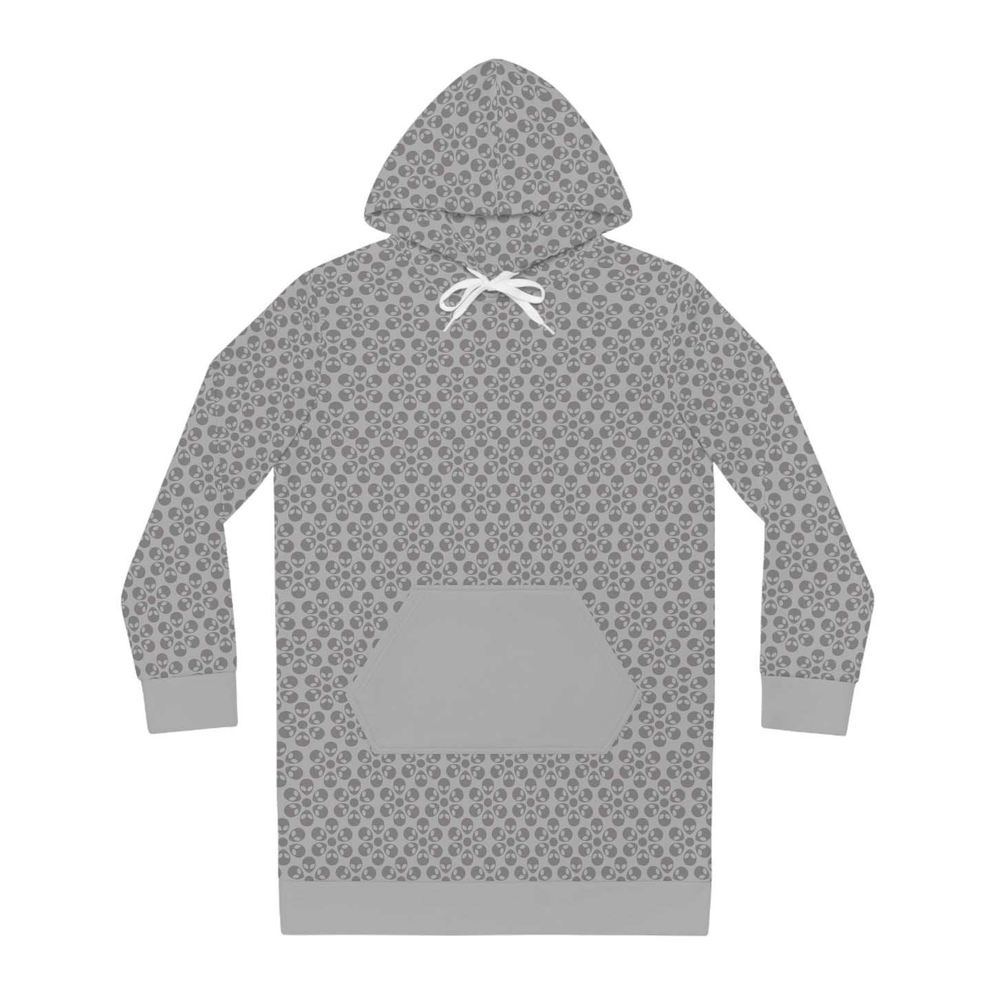 Womens Hoodie Dress Alien Flowers Light Grey