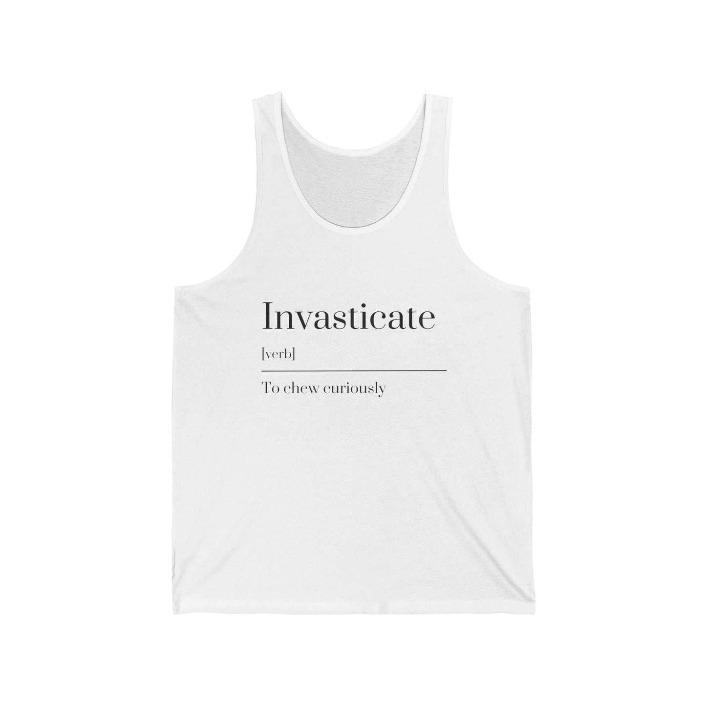 Invasticate Unisex Jersey Tank | Meaningful Word Art Tee, Summer Top, Casual Wear, Gift for Grammar Lovers, Beachwear