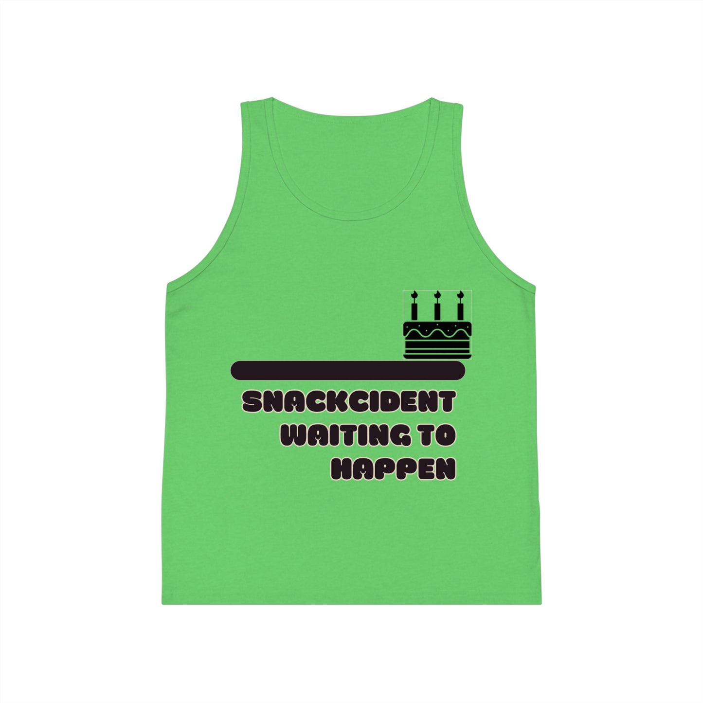 Kids Jersey Tank Top - Fun Snackcident Waiting to Happen Tee, Summer Outfit, Birthday Gift, Casual Playwear, Kids Fashion