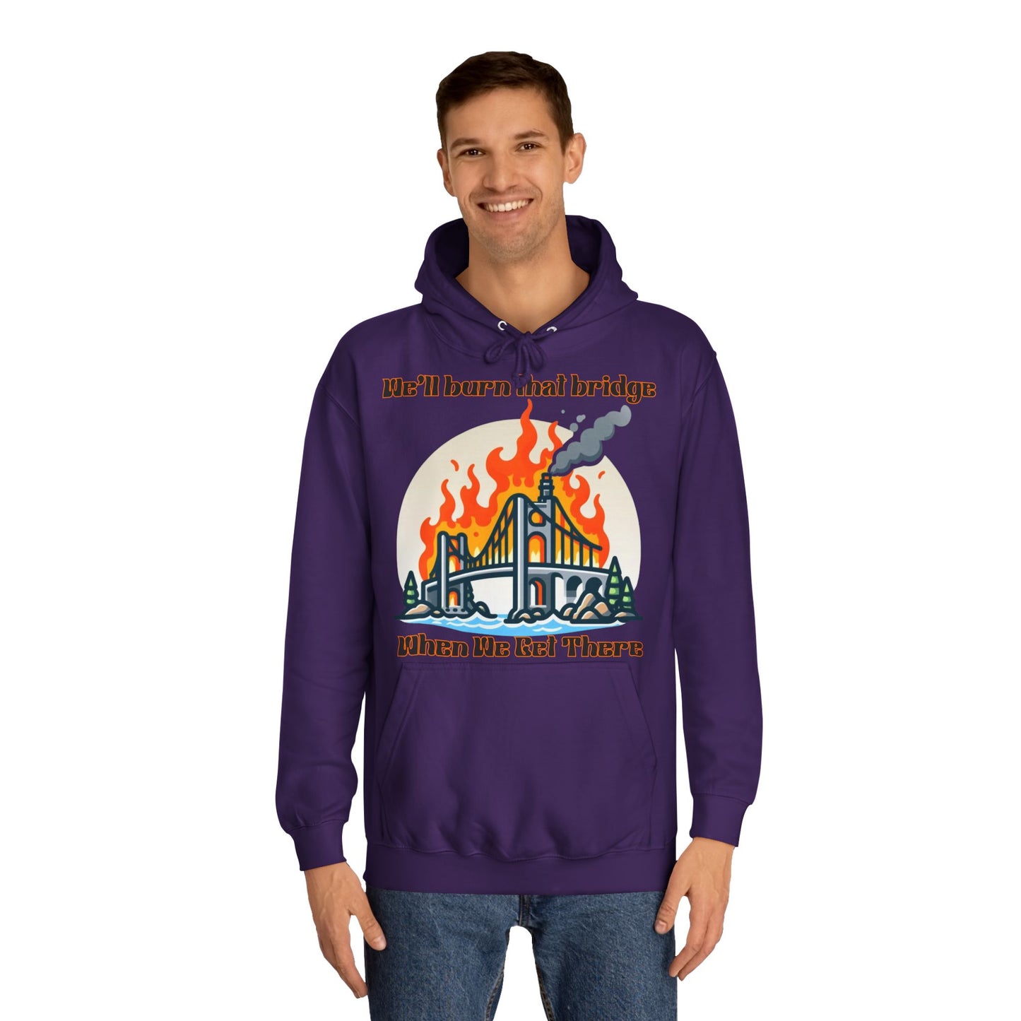 Burning Bridge - Unisex College Hoodie
