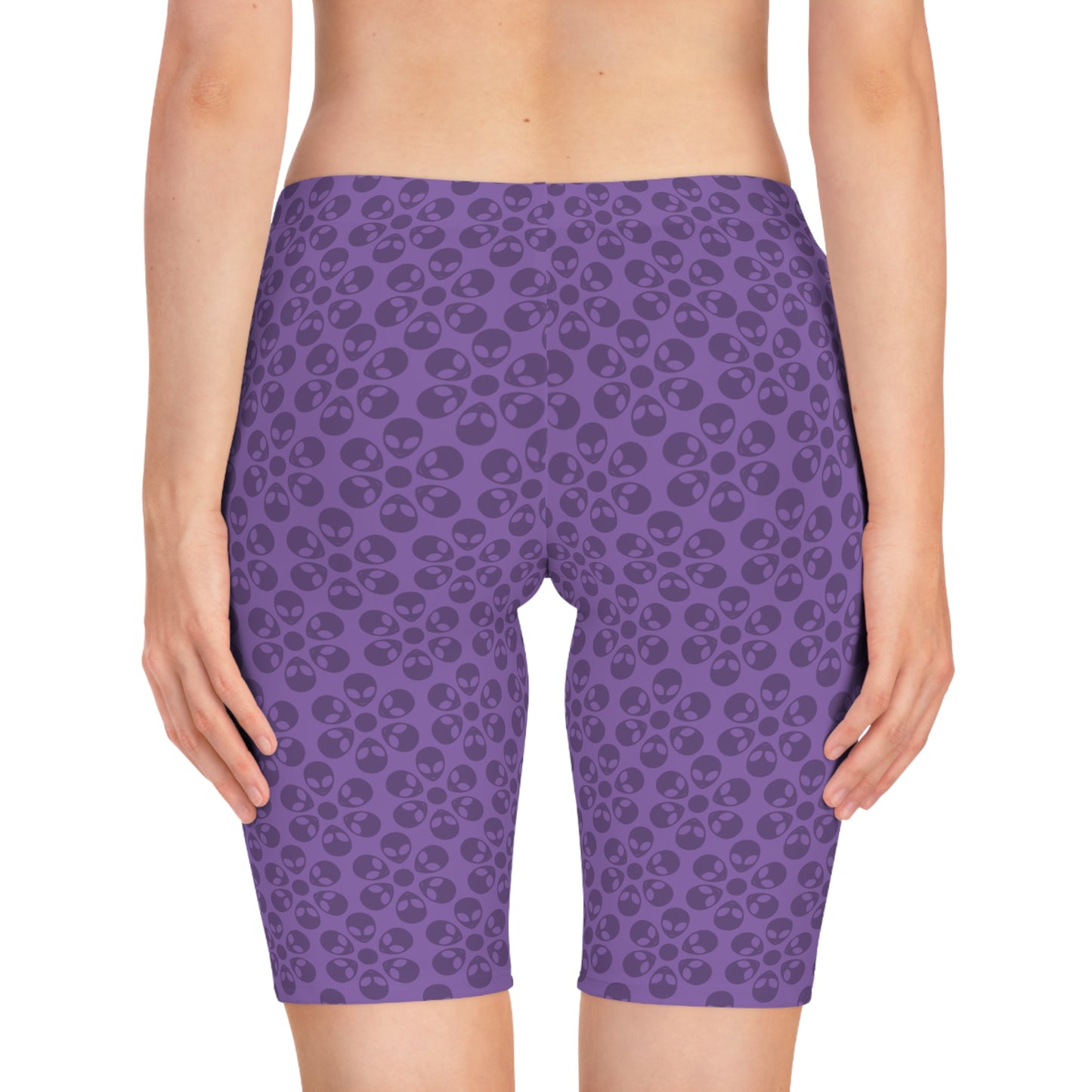 Womens Bike Shorts Alien Flowers Light Purple