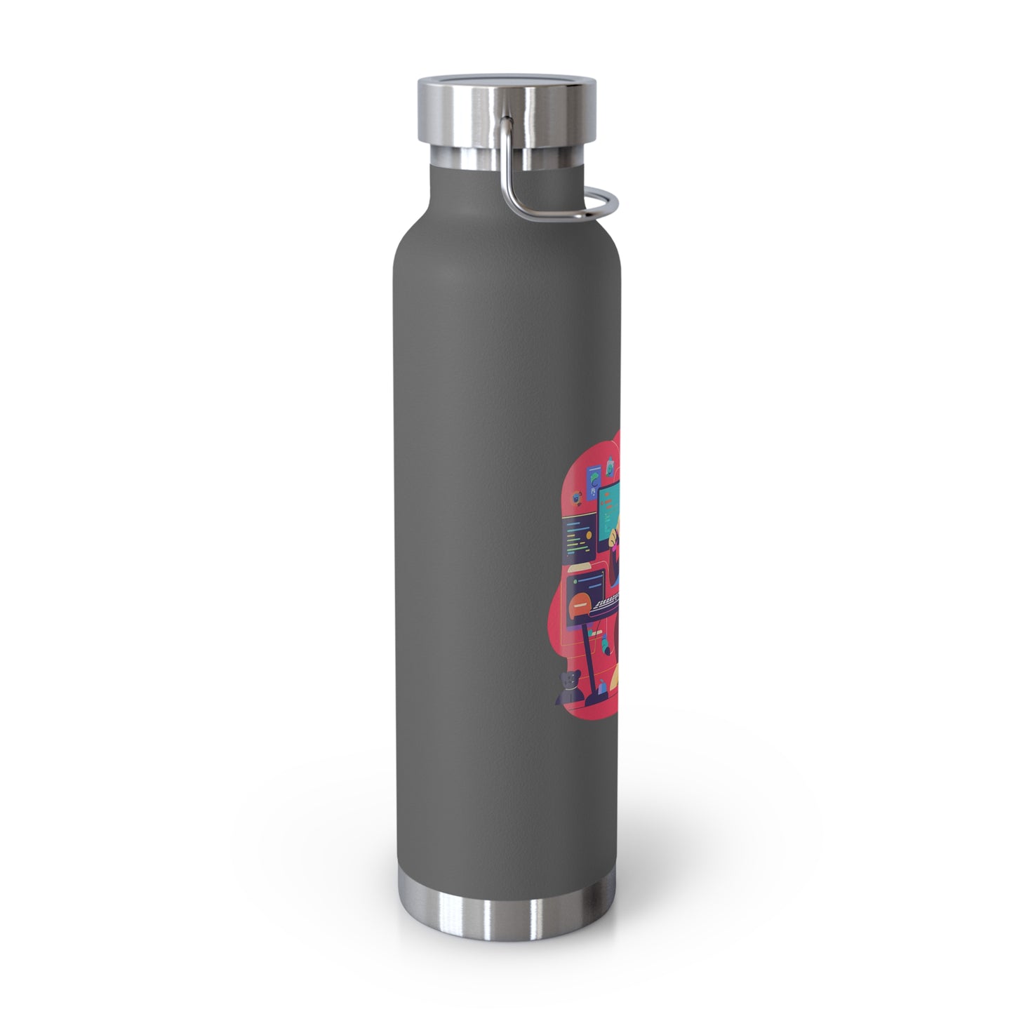 Playful Gamer Copper Vacuum Insulated Bottle | 22oz Water Bottle, Cute Gift for Gamers, Eco-Friendly Travel Flask, Sports Bottle, Fun Decor
