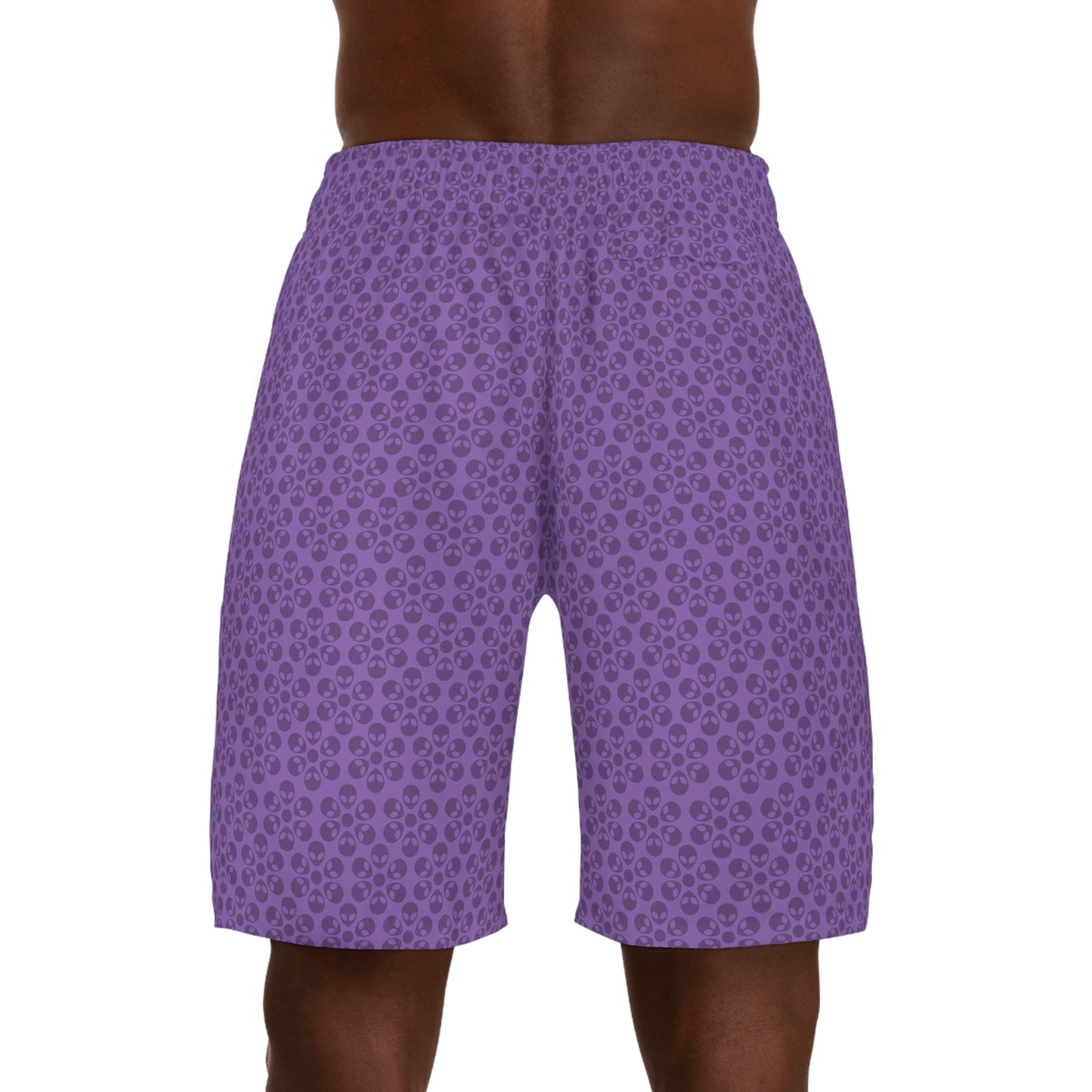 Mens Jogger Shorts Alien Flowers Light Purple
