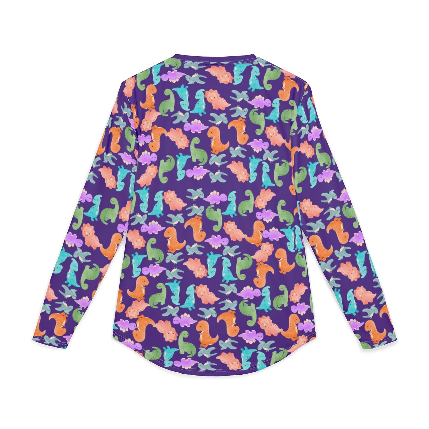 Colorful Dino UV Protection Shirt for Men | Long Sleeve Sun Shirt Outdoor Apparel Beachwear Vacation Top Summer Essentials Rainbow Dinos Purple