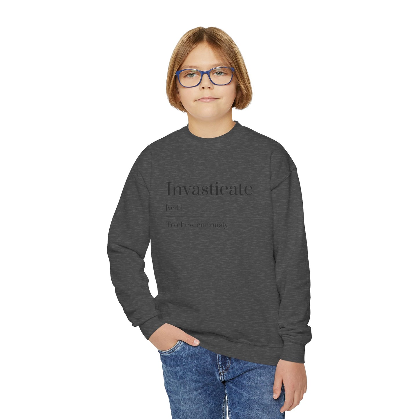 Invasticate Youth Crewneck Sweatshirt, Cool Sweatshirt for Kids, Youth Clothing, Trendy Apparel, Inspirational Gift, Cozy Fashion
