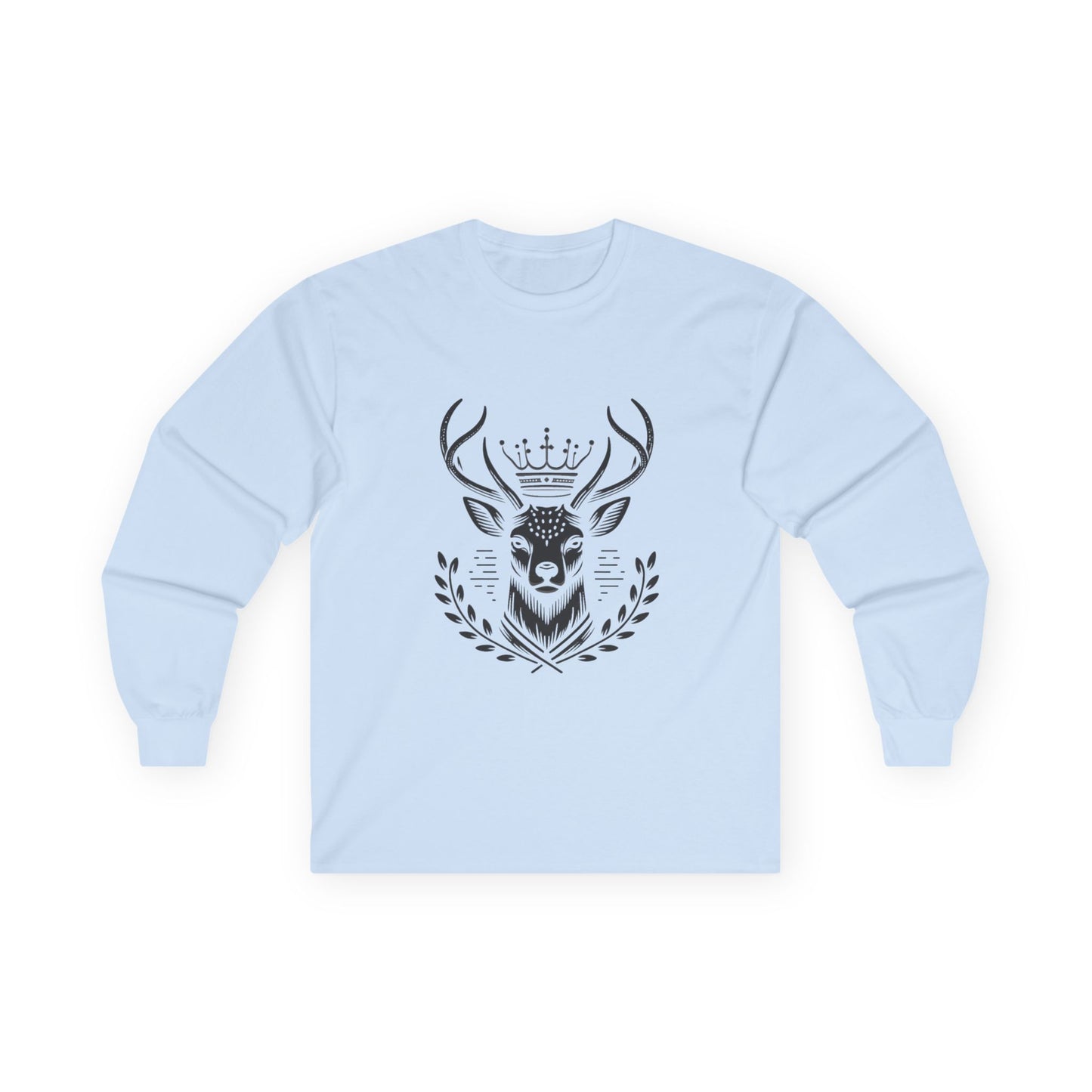Crowned Deer Long Sleeve Tee | Unisex Ultra Cotton | Nature Inspired Apparel - Oh Deer Lord