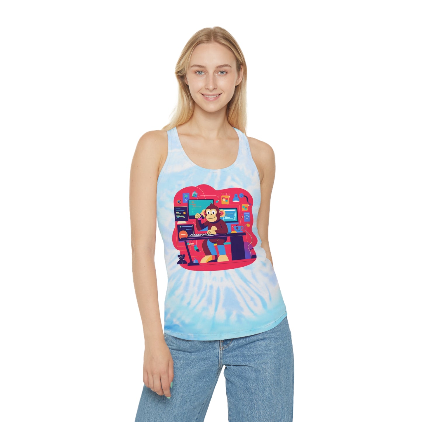 Fun Tie Dye Racerback Tank Top - Perfect for Summer, Beach Days, Festivals, Vacation Outfits, and Casual Wear