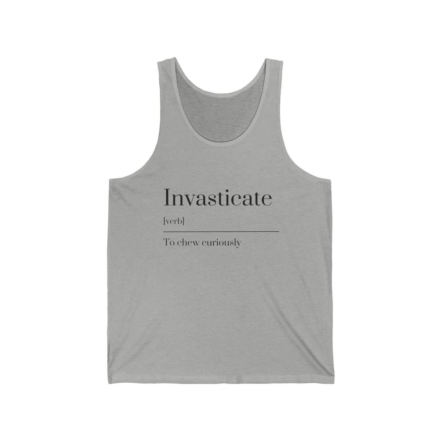 Invasticate Unisex Jersey Tank | Meaningful Word Art Tee, Summer Top, Casual Wear, Gift for Grammar Lovers, Beachwear