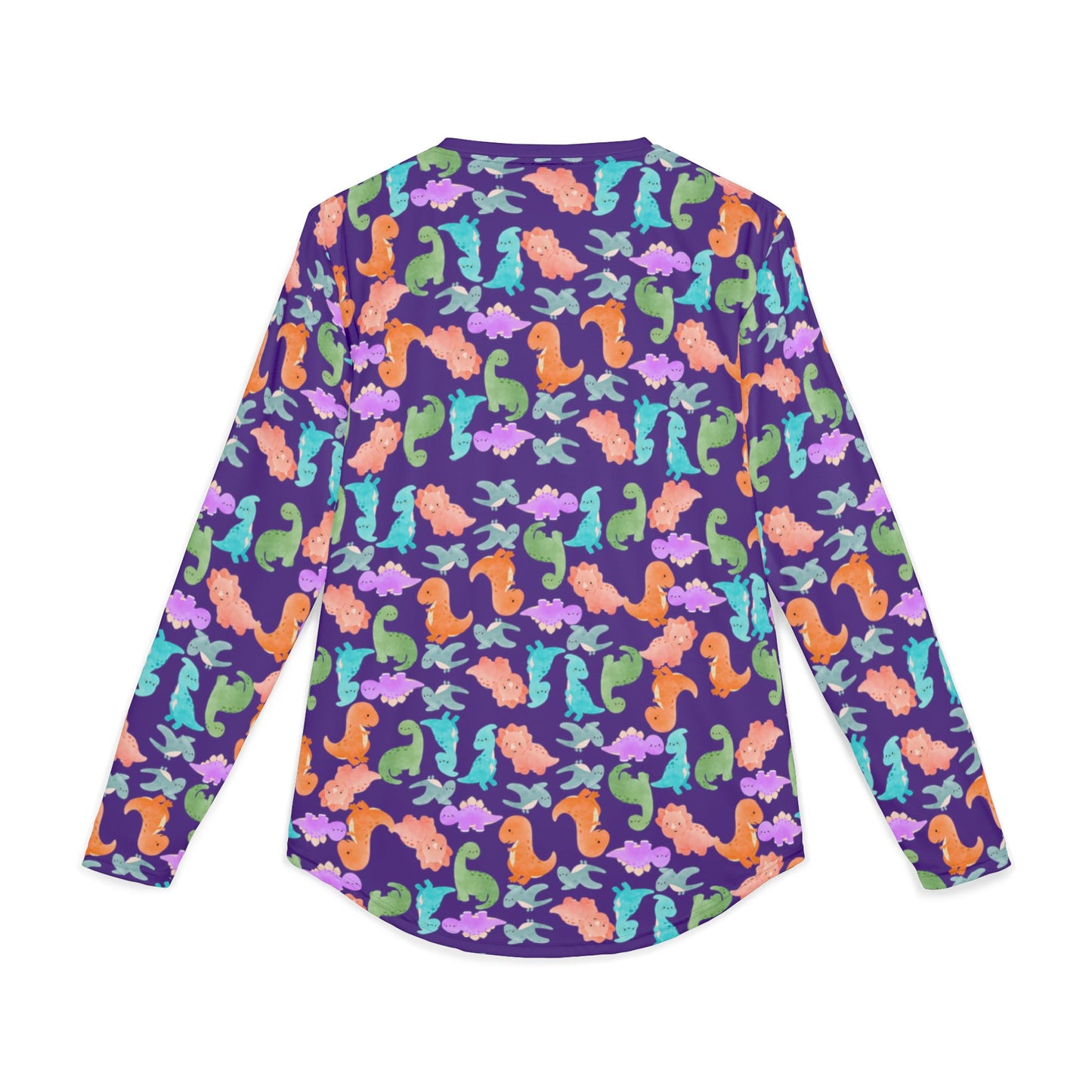 Colorful Dino UV Protection Shirt for Men | Long Sleeve Sun Shirt Outdoor Apparel Beachwear Vacation Top Summer Essentials Rainbow Dinos Purple