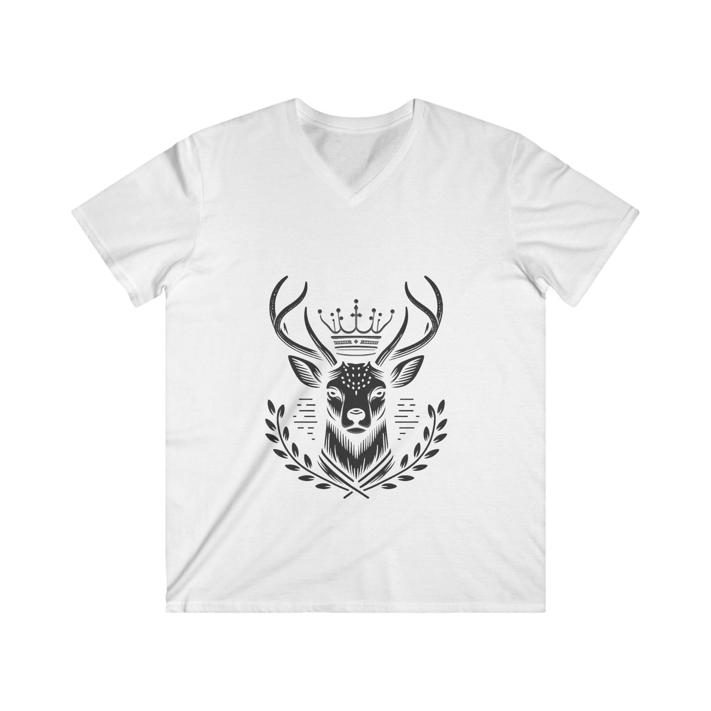 Majestic Stag V-Neck Tee for Nature Lovers - Oh Deer Lord