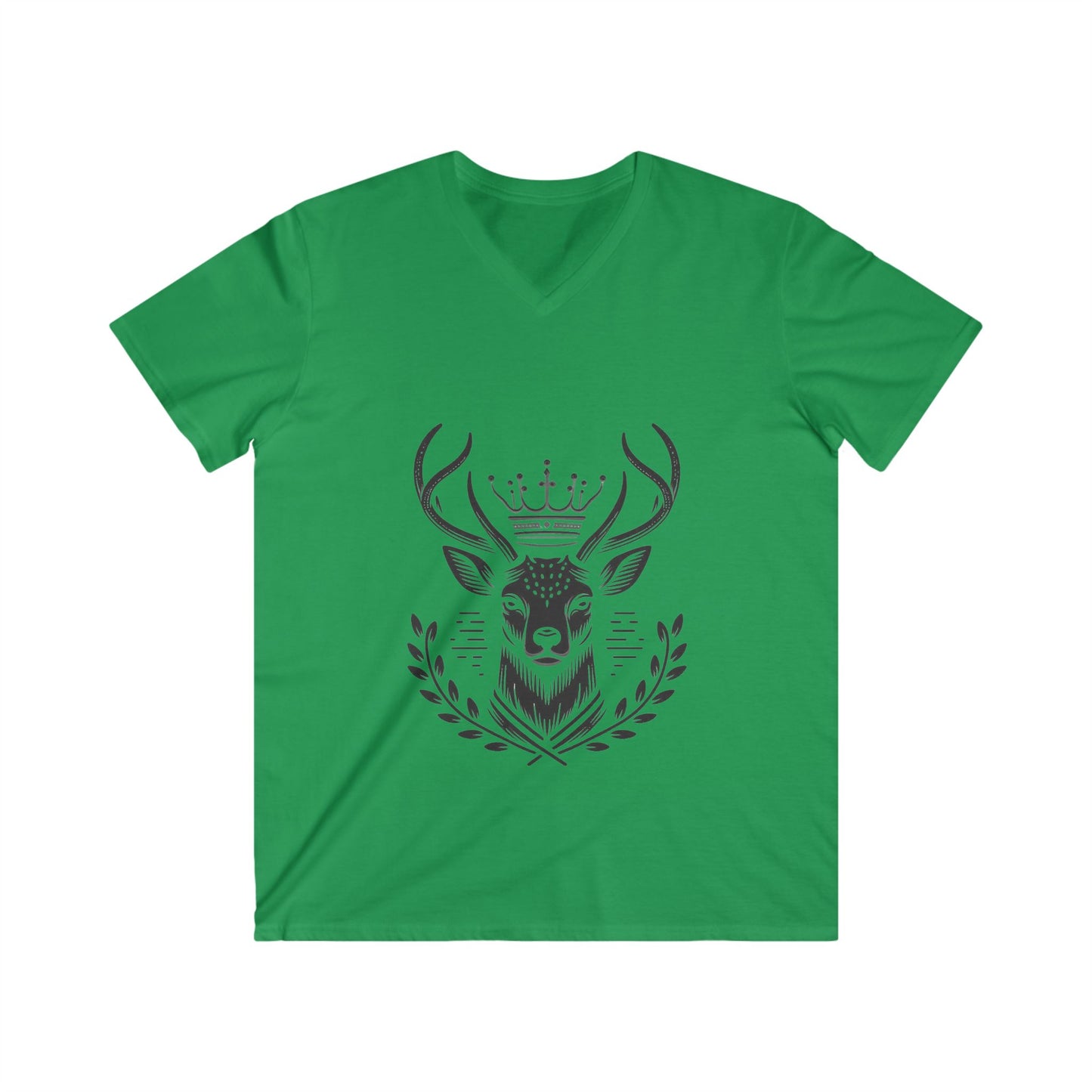 Majestic Stag V-Neck Tee for Nature Lovers - Oh Deer Lord