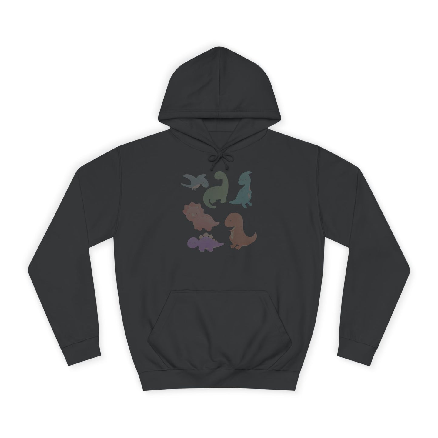 Unisex College Hoodie Colorful Dino - Cozy Casual Sweatshirt for Students, Perfect for Campus Life, Gift for Graduation, School Spirit Wear