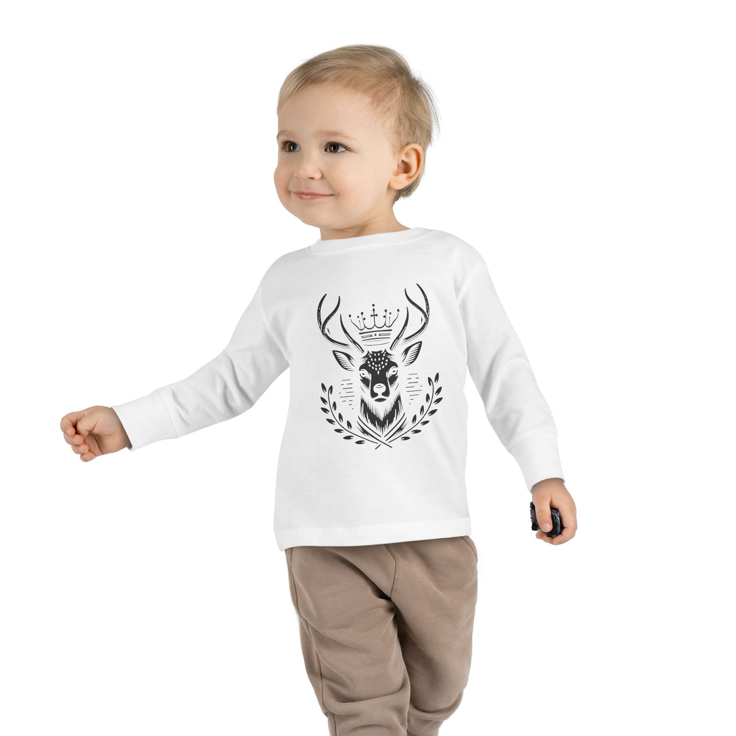 Crowned Deer Toddler Long Sleeve Tee - Oh Deer Lord