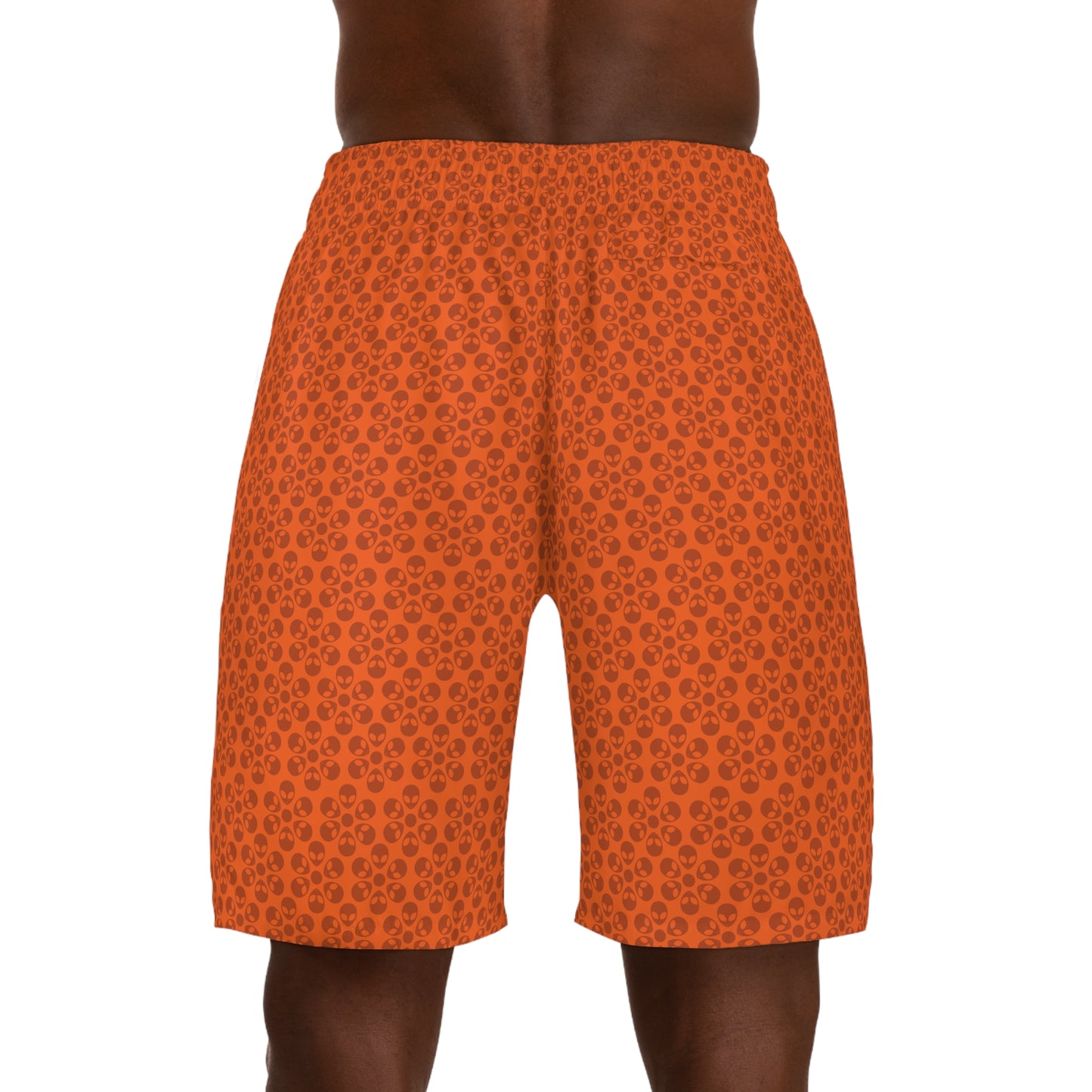 Mens Jogger Shorts Alien Flowers Orange
