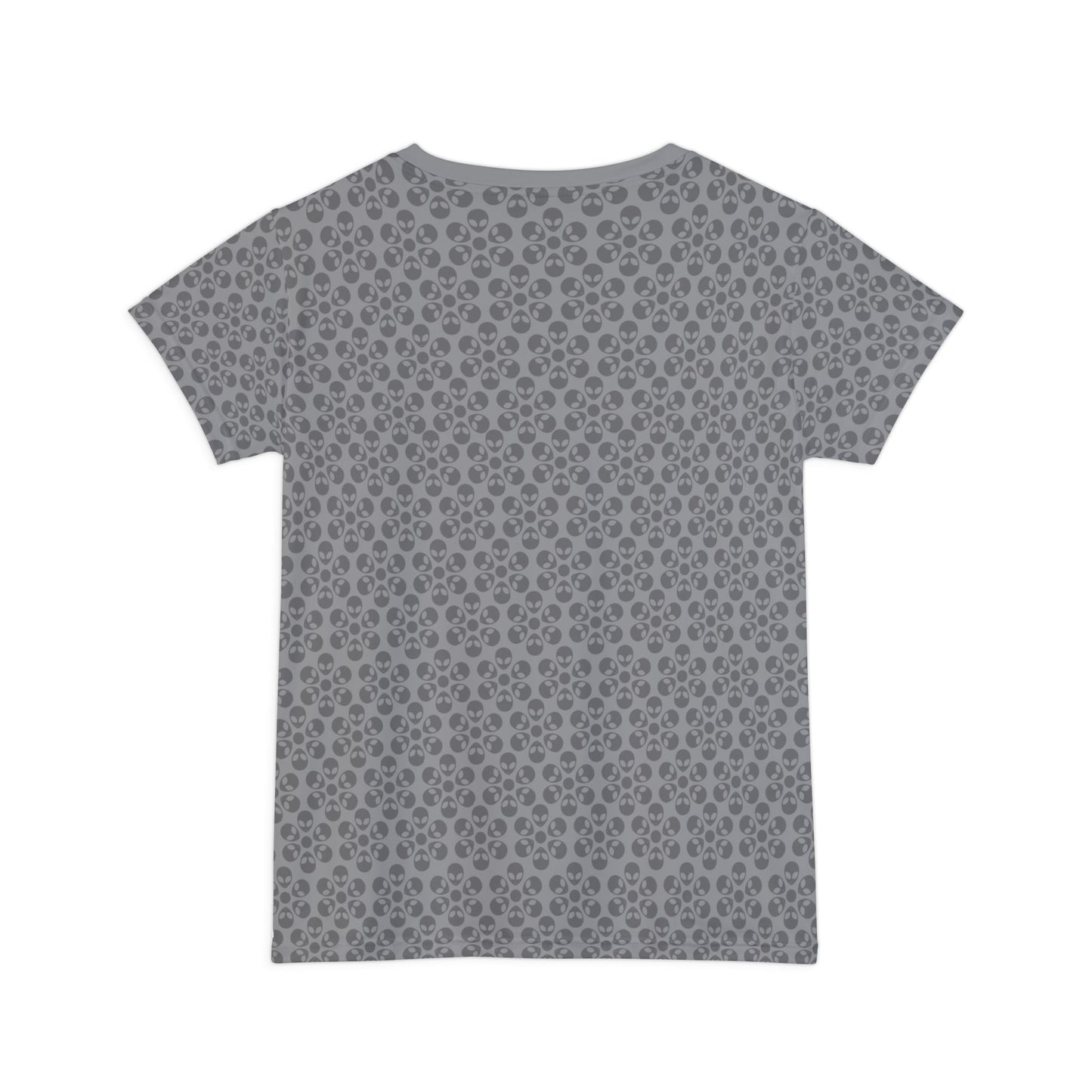 Womens Short Sleeve Shirt Alien Flowers Grey