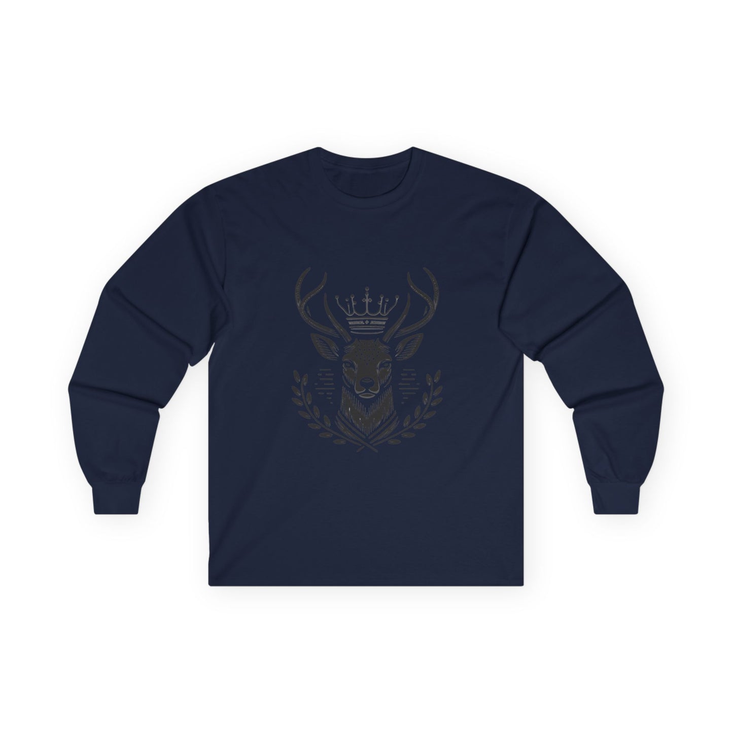 Crowned Deer Long Sleeve Tee | Unisex Ultra Cotton | Nature Inspired Apparel - Oh Deer Lord