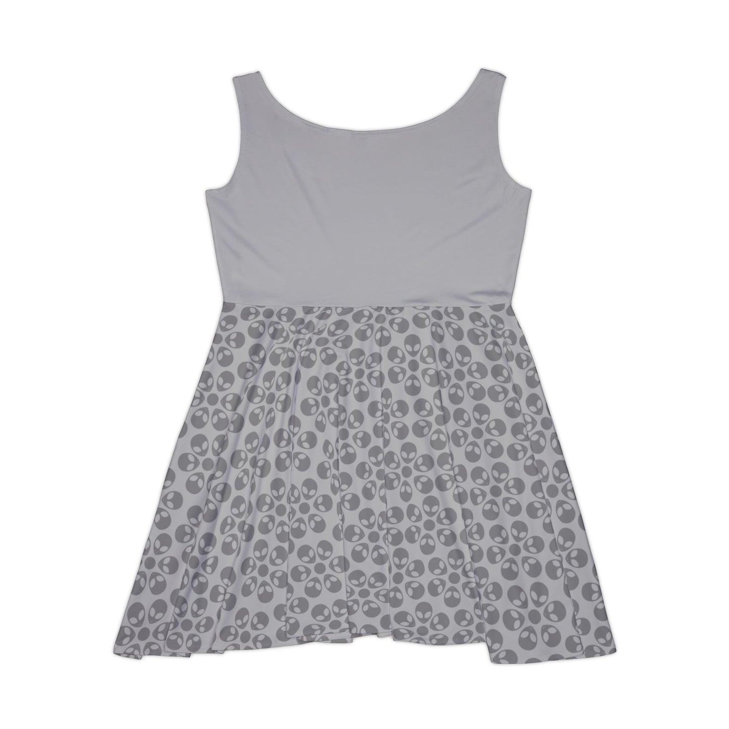 Floral Print Womens Skater Dress Spring Summer Outfit Casual Dress Boho Dress Wedding Guest Dress Trendy Womens Apparel Alien Flowers Light Grey