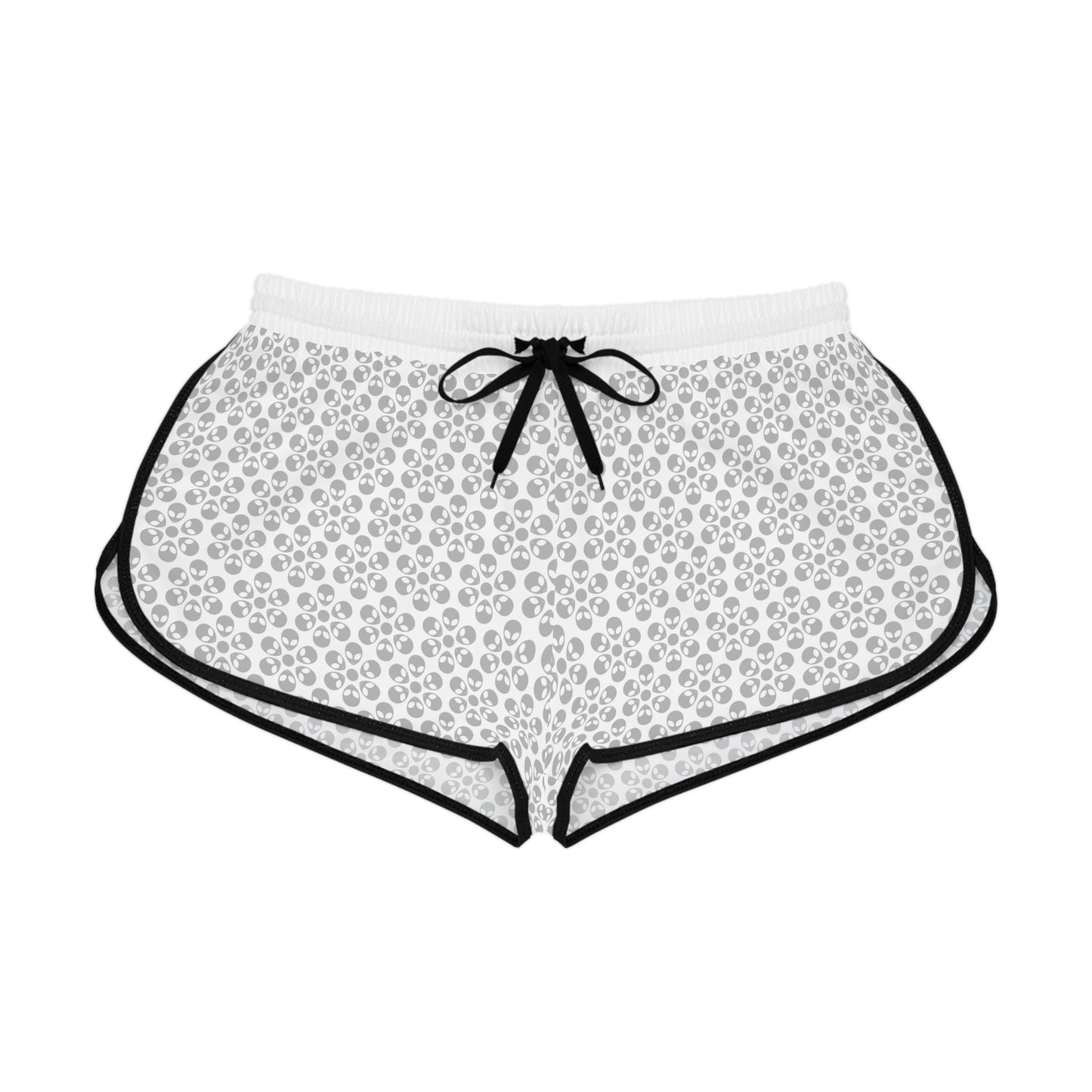 Womens Relaxed Shorts Alien Flowers White