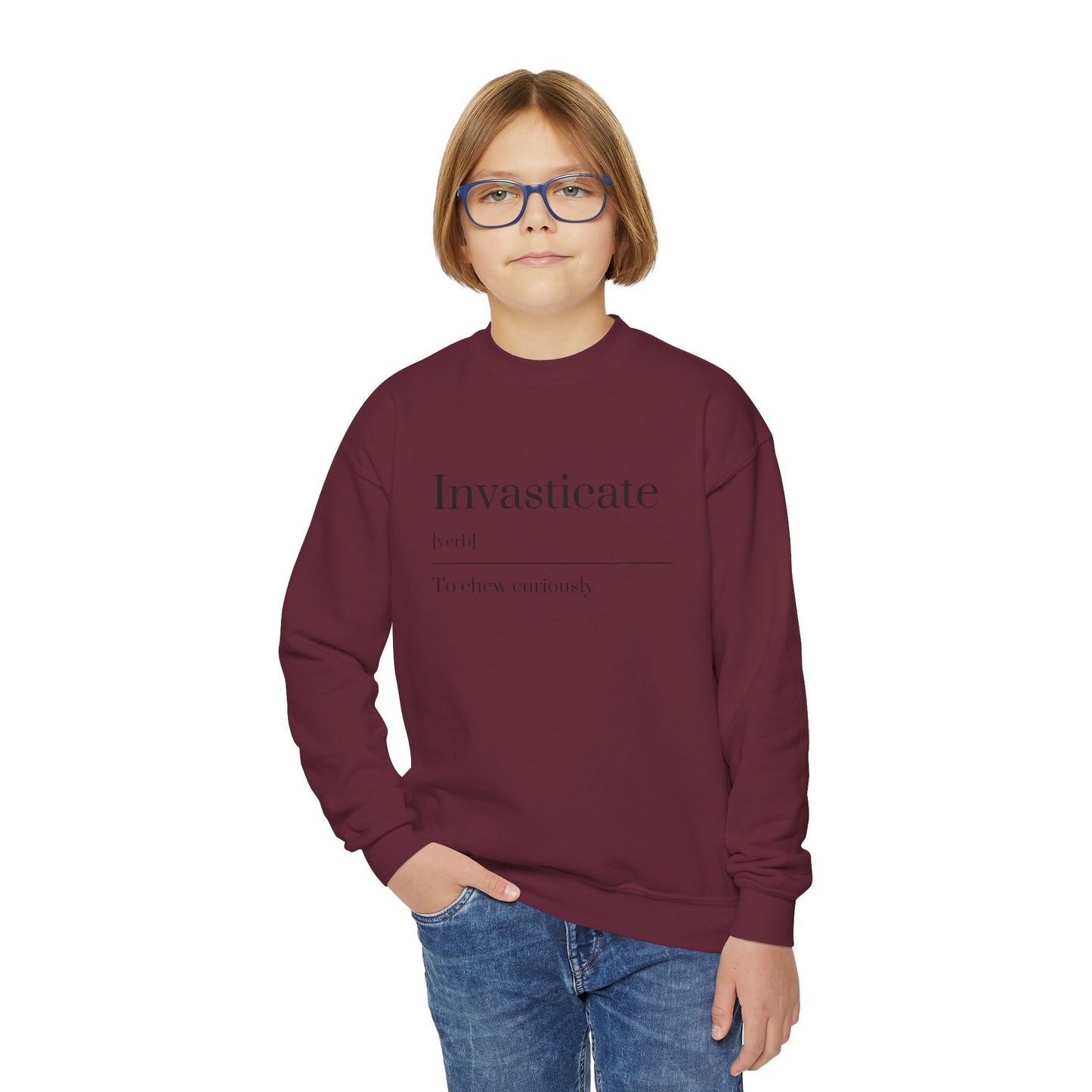 Invasticate Youth Crewneck Sweatshirt, Cool Sweatshirt for Kids, Youth Clothing, Trendy Apparel, Inspirational Gift, Cozy Fashion