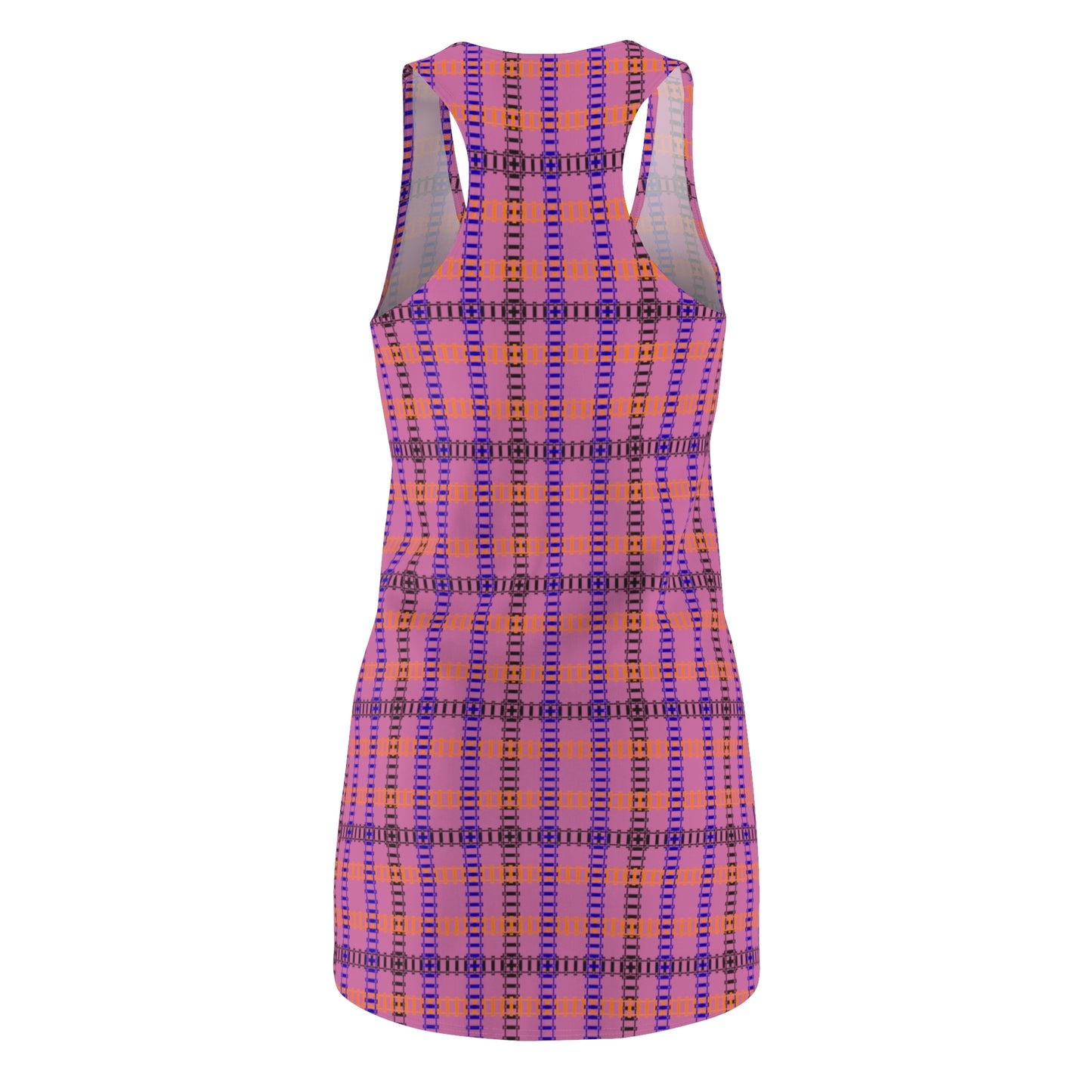 Vibrant Plaid Racerback Dress for Effortless Style Casual Summer Wear Festival Fashion Beach CoverUp Everyday Comfort Train Tracks Light Pink
