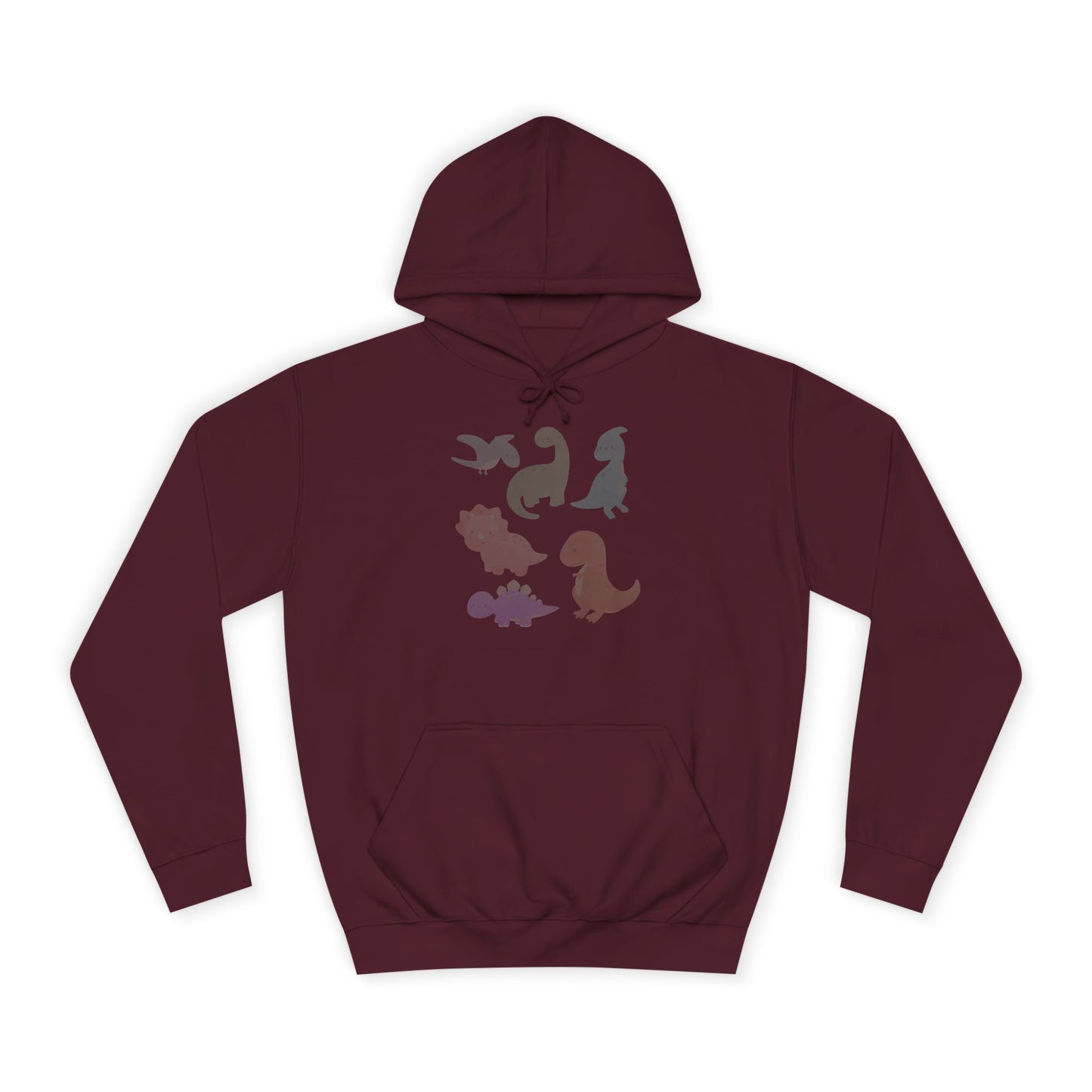 Unisex College Hoodie Colorful Dino - Cozy Casual Sweatshirt for Students, Perfect for Campus Life, Gift for Graduation, School Spirit Wear
