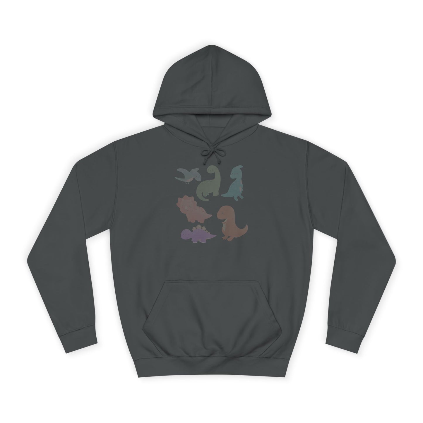Unisex College Hoodie Colorful Dino - Cozy Casual Sweatshirt for Students, Perfect for Campus Life, Gift for Graduation, School Spirit Wear