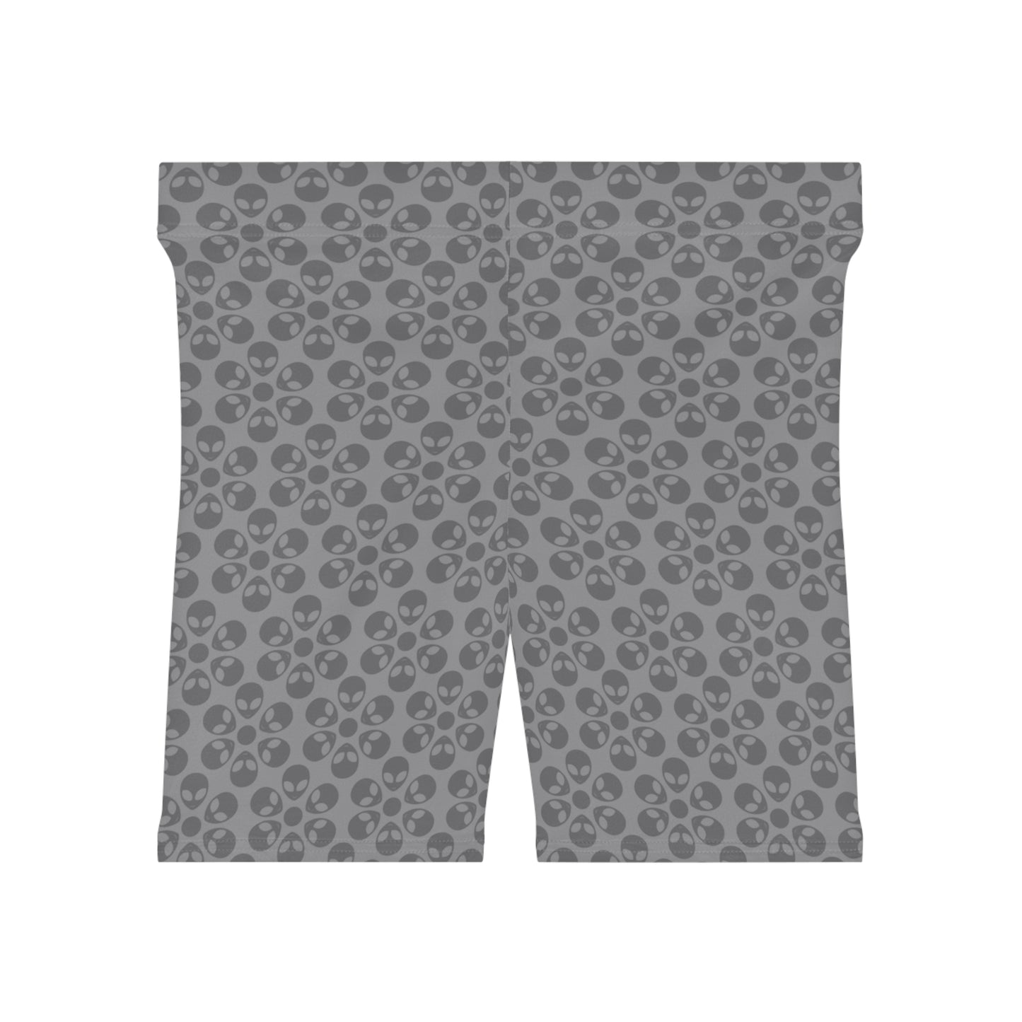 Womens Alien Pattern Biker Shorts Trendy Activewear Casual Cycling Shorts Festival Outfit Summer Essentials Alien Flowers Grey
