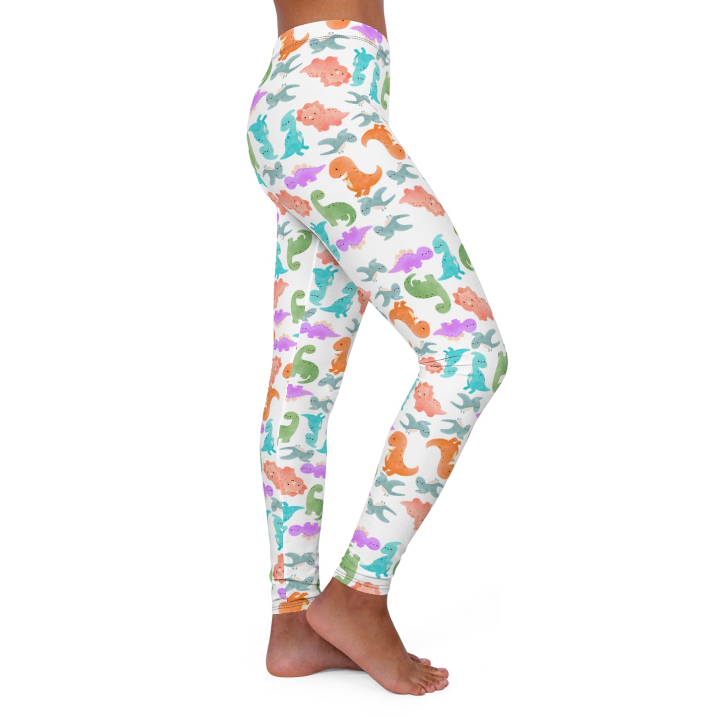 Colorful Dinosaur Print Leggings | Fun & Comfortable Activewear Fitness Pants Trendy Casual Wear Perfect for Gifts Everyday Style Rainbow Dinos Black