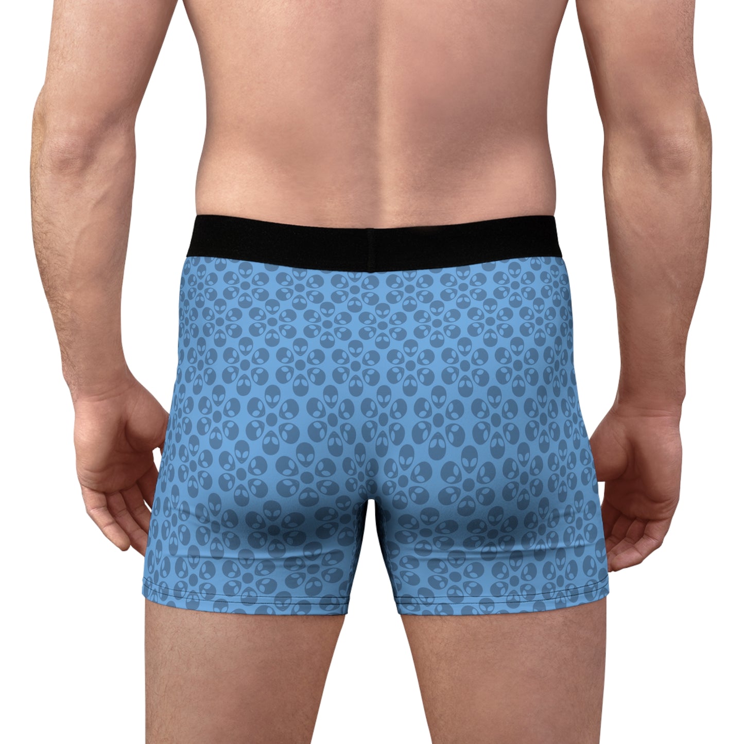 Mens Boxer Briefs  Alien Flowers Light Blue