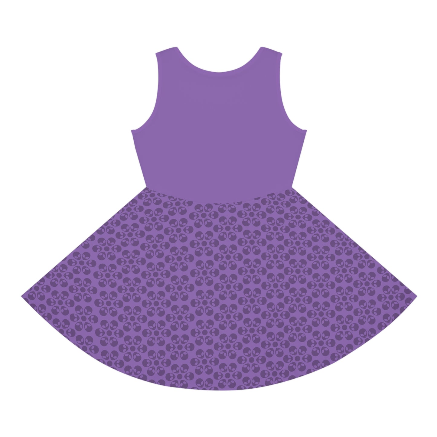 Girls Floral Sleeveless Sundress Cute Summer Dress Kids Fashion Birthday Outfit Playful Floral Pattern Spring Dress Alien Flowers Light Purple