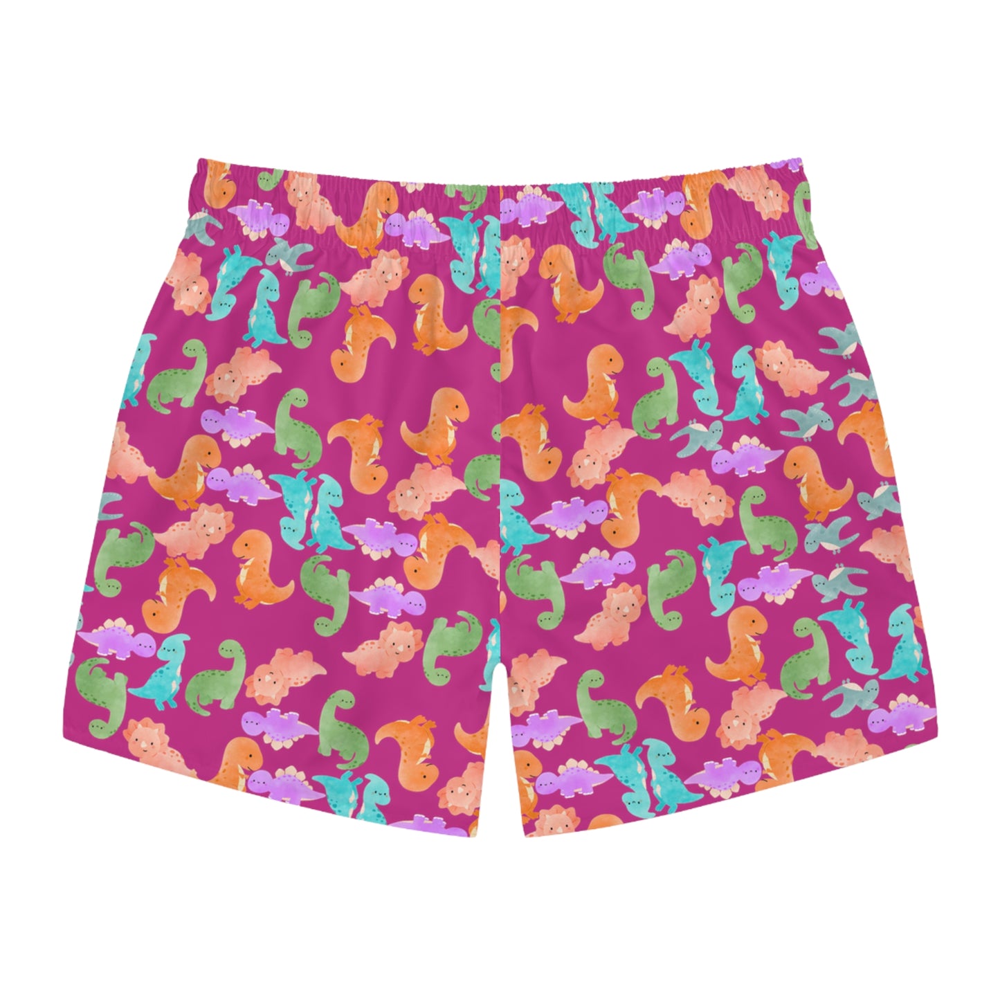Colorful Dinosaur Swim Trunks for Summer Fun Beachwear Pool Party Vacation Essentials Kids & Adults Swimwear Rainbow Dinos Pink