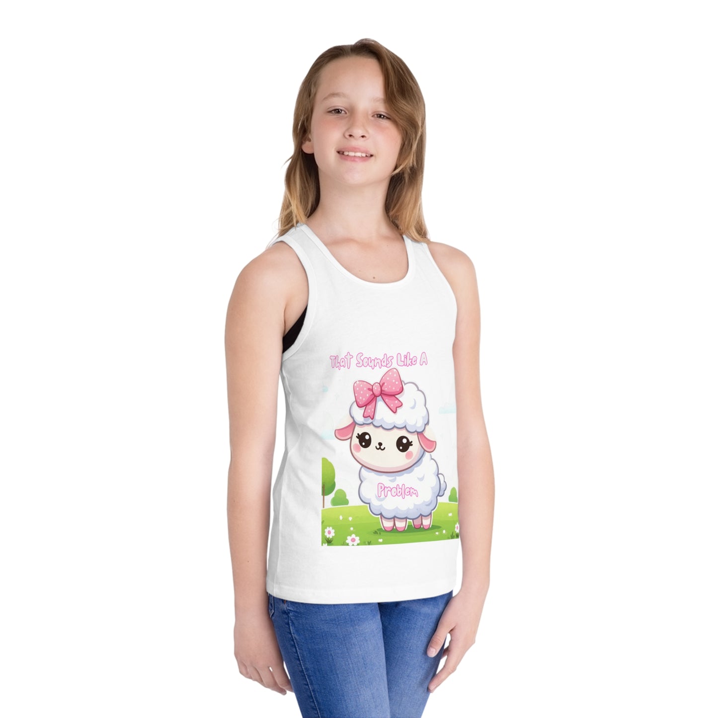 Cute Kid's Jersey Tank Top - Graphic Sheep Design for Playtime