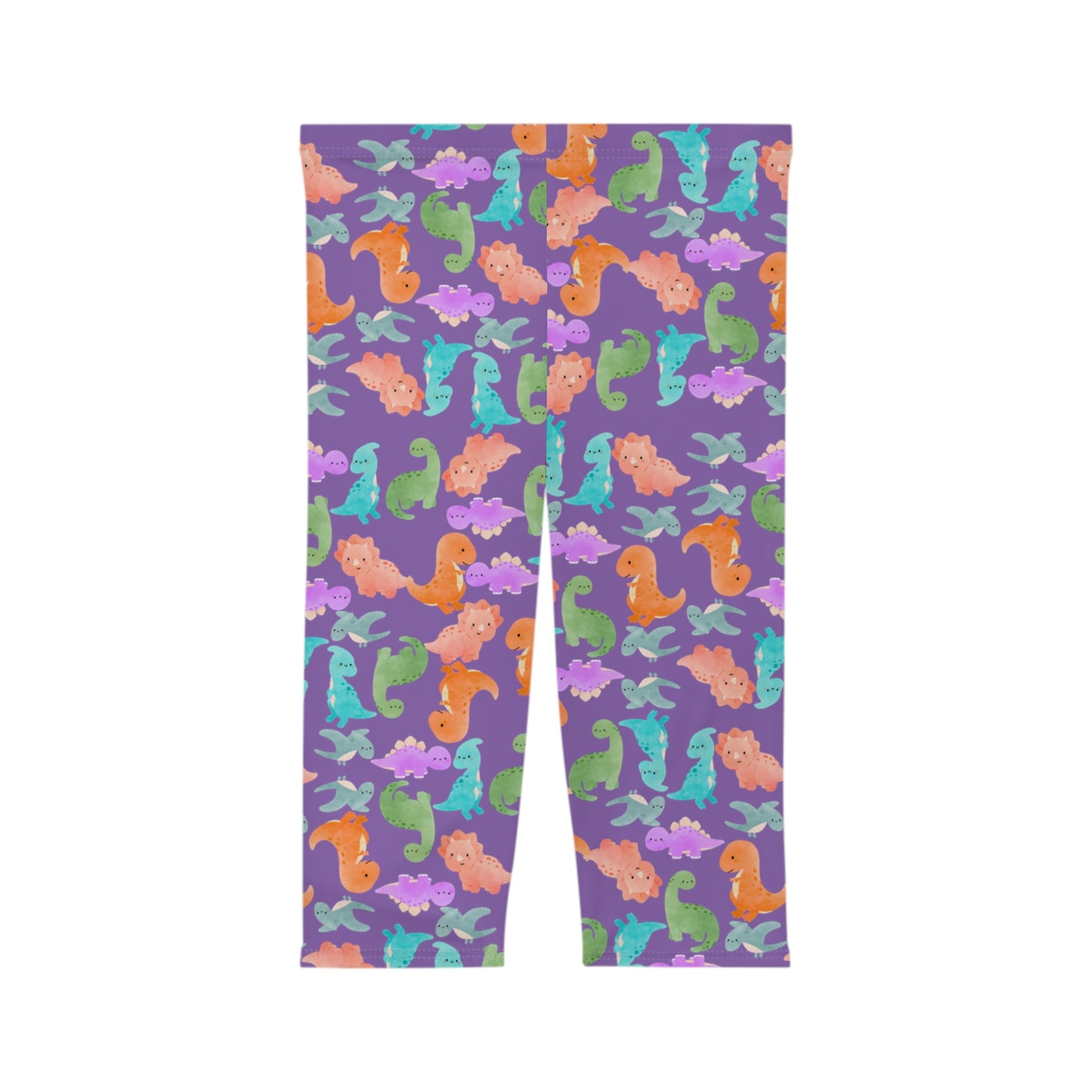 Women’s Capri Leggings Rainbow Dinos Light Purple