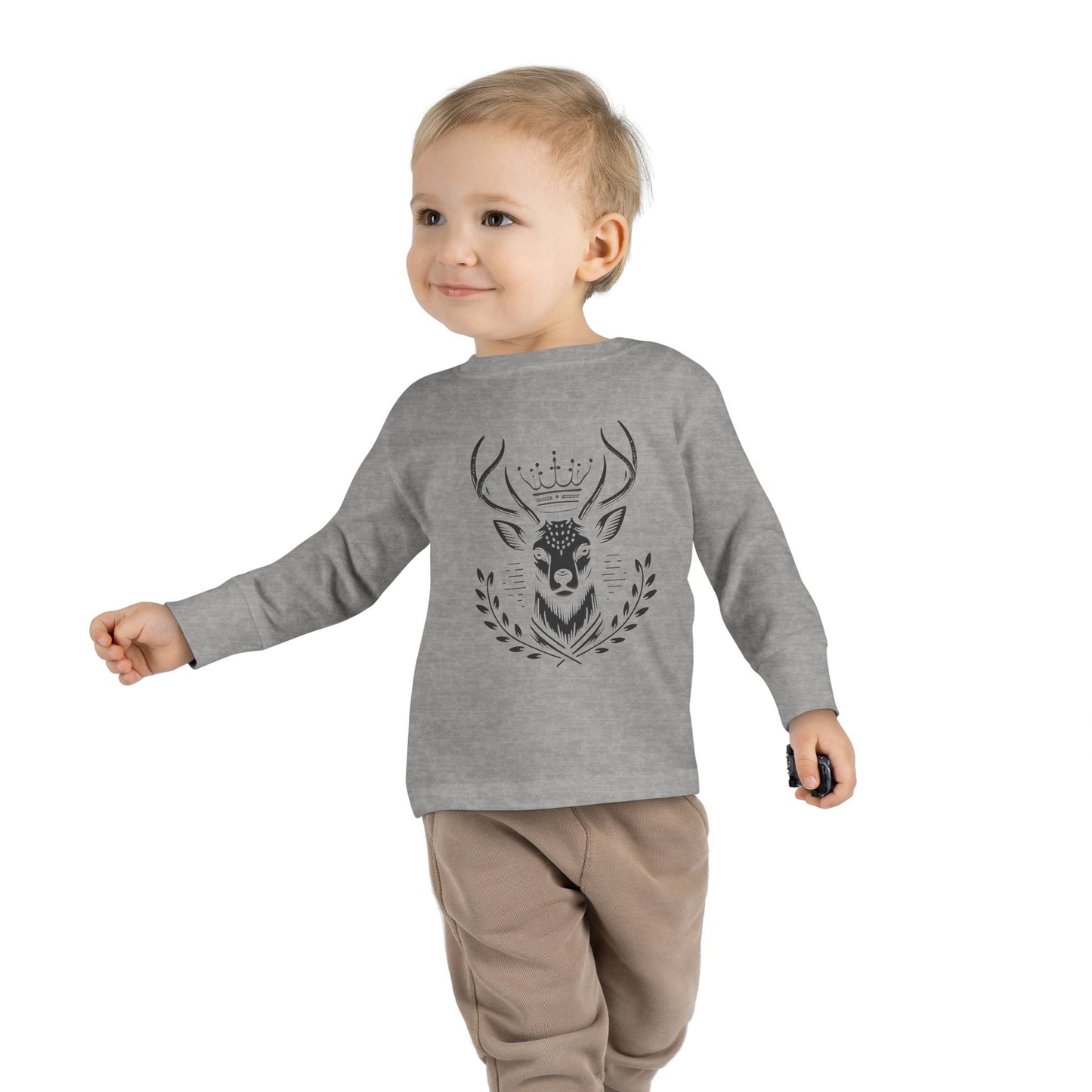 Crowned Deer Toddler Long Sleeve Tee - Oh Deer Lord