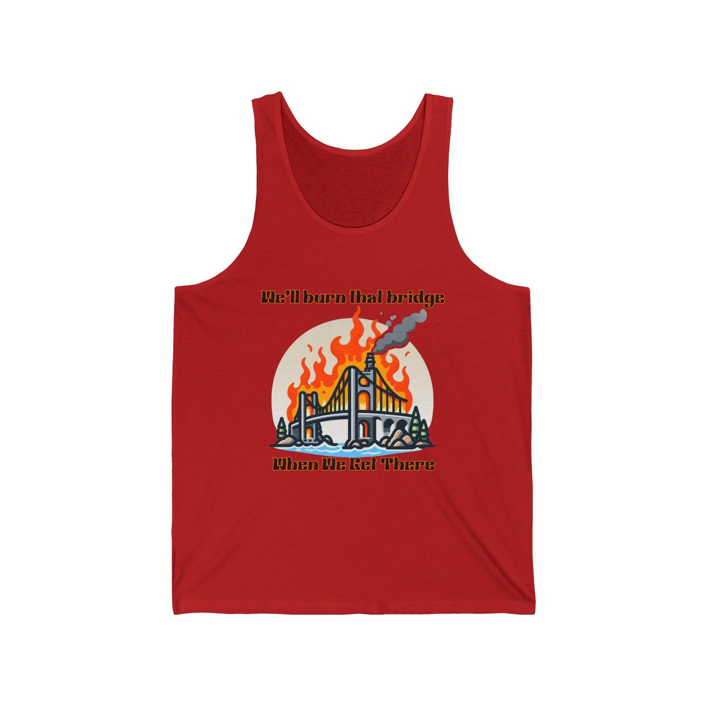Fire Bridge Graphic Unisex Jersey Tank - Perfect for Festivals and Casual Outings