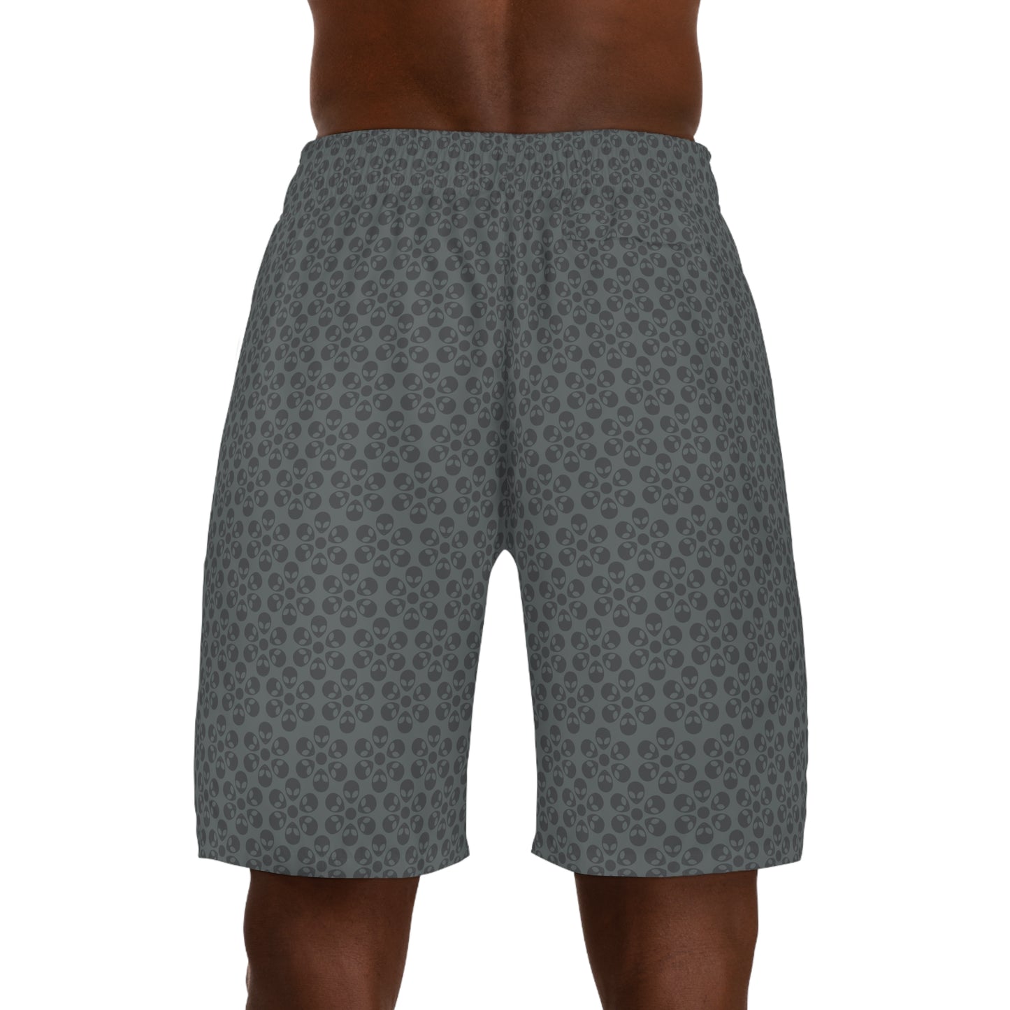 Mens Jogger Shorts  Alien Flowers Dark Grey