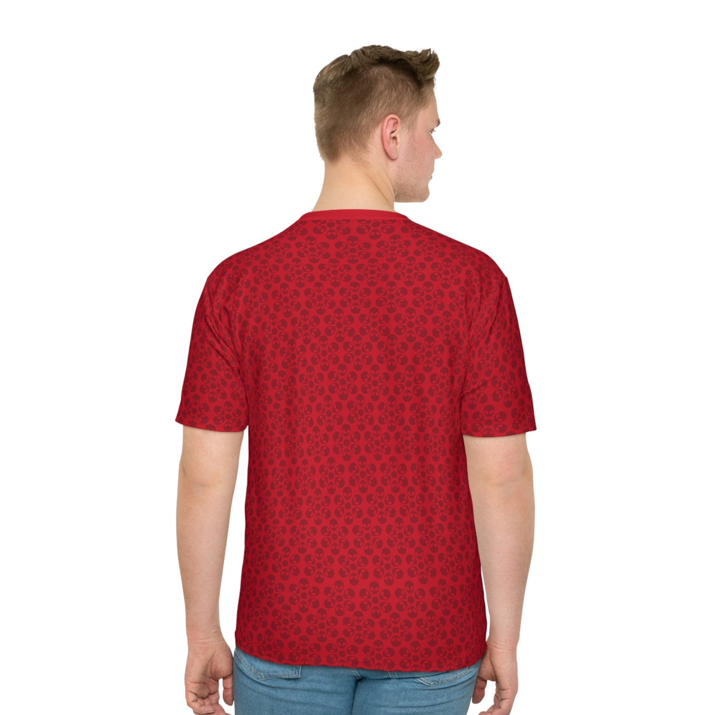 Mens Casual Graphic Tee Stylish Loose Tshirt Gift for Him Summer Fashion Relaxed Fit Wear Alien Flowers Dark Red
