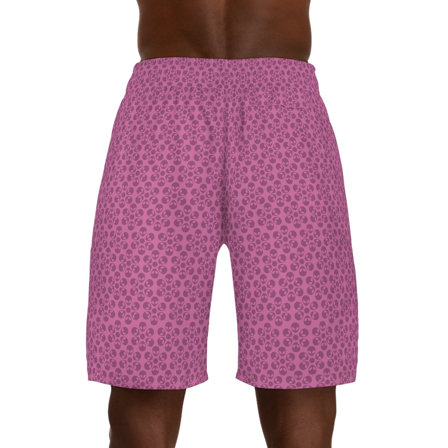 Mens Jogger Shorts Alien Flowers Light Pink