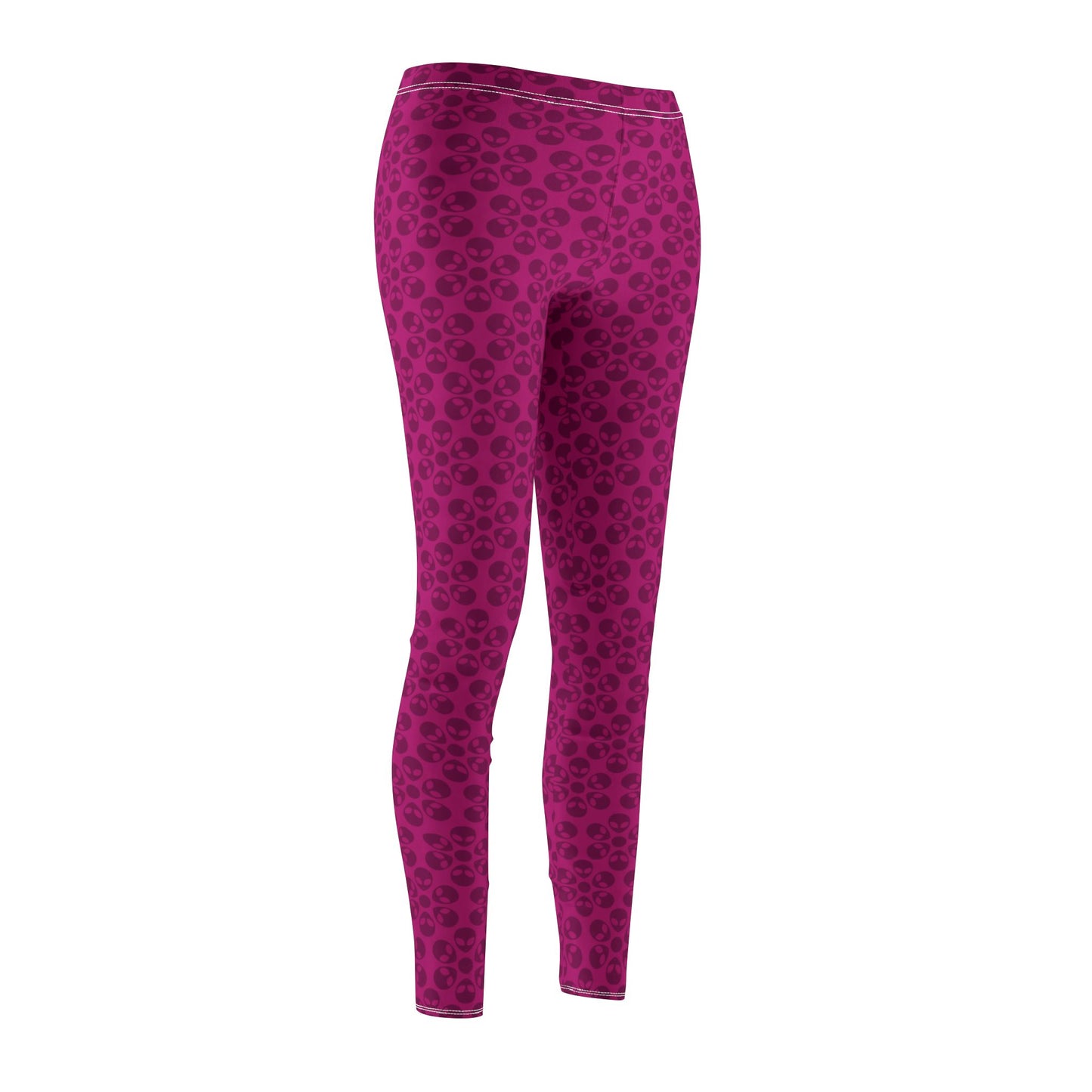 Womens Midrise Casual Leggings Alien Flowers White