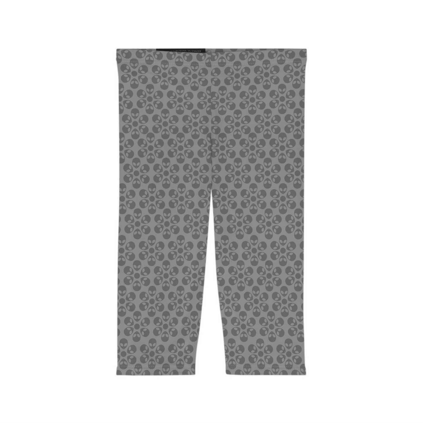 Women’s Capri Leggings Alien Flowers Grey
