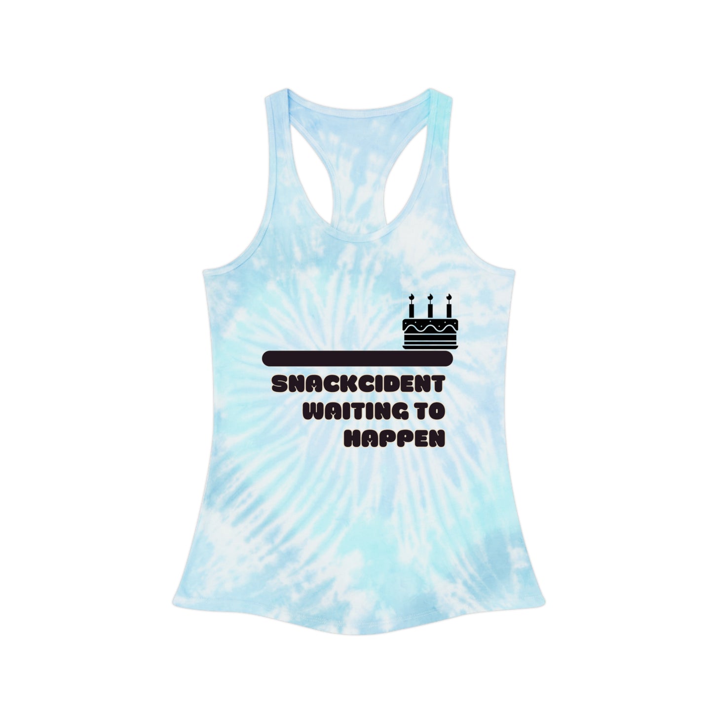Snacking Bliss Tie Dye Racerback Tank Top, Fun Workout Gear, Beachwear, Gift for Food Lovers, Summer Festival Top