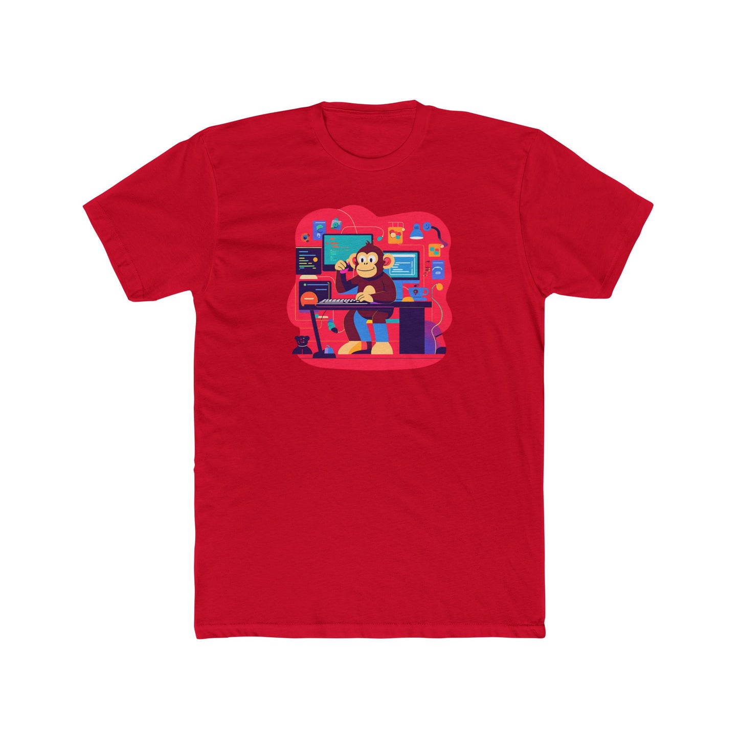 Playful Monkey Themed Unisex Cotton Crew Tee, Fun Gamer Shirt, Casual Tee, Graphic Tee, Gift for Kids and Teens