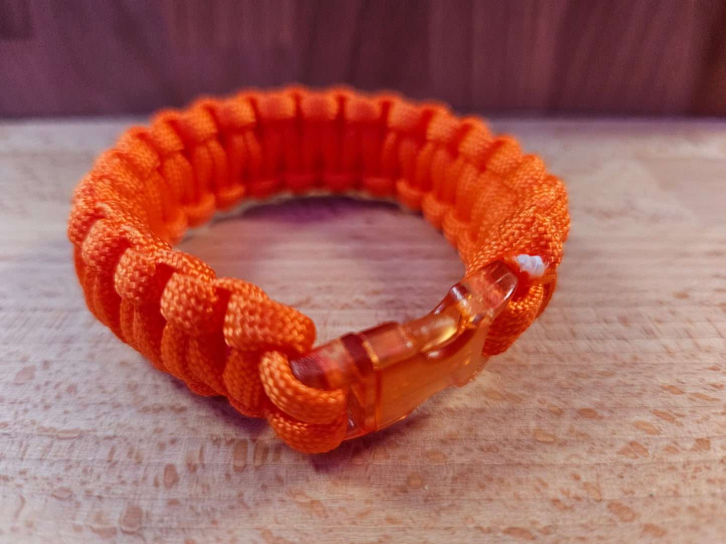 Handmade 550 Paracord Bracelet - Clear Micro Buckle - Orange