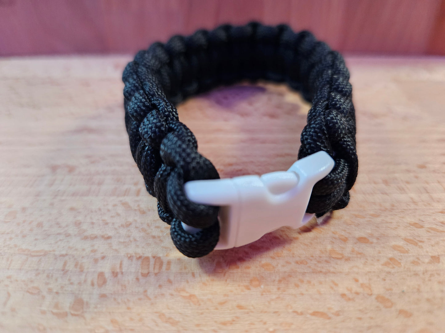 Handmade 550 Paracord Bracelet - Micro Buckle- Black