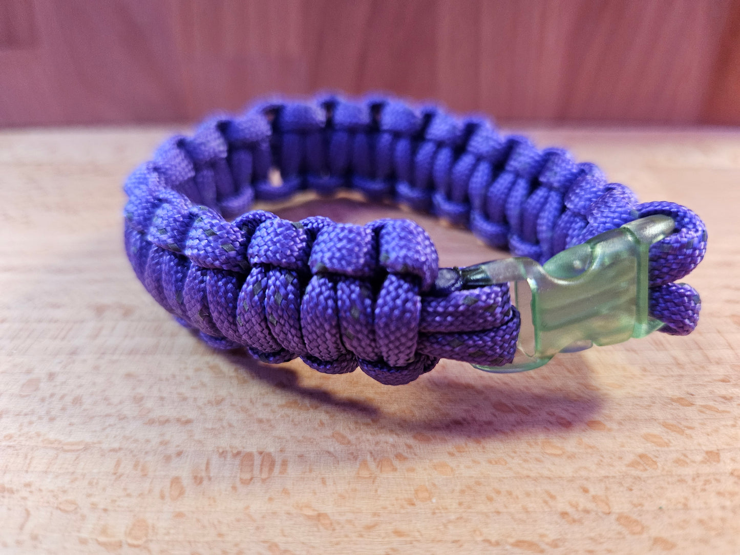 Handmade 550 Paracord Bracelet - Clear Micro Buckle - Purple