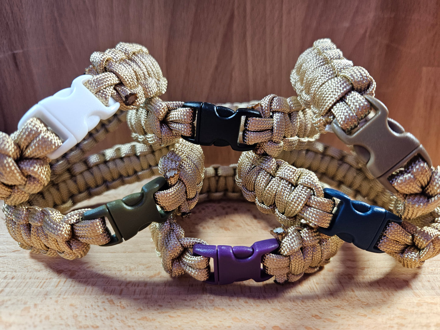 Handmade 550 Paracord Bracelet - Micro Buckle - Tan