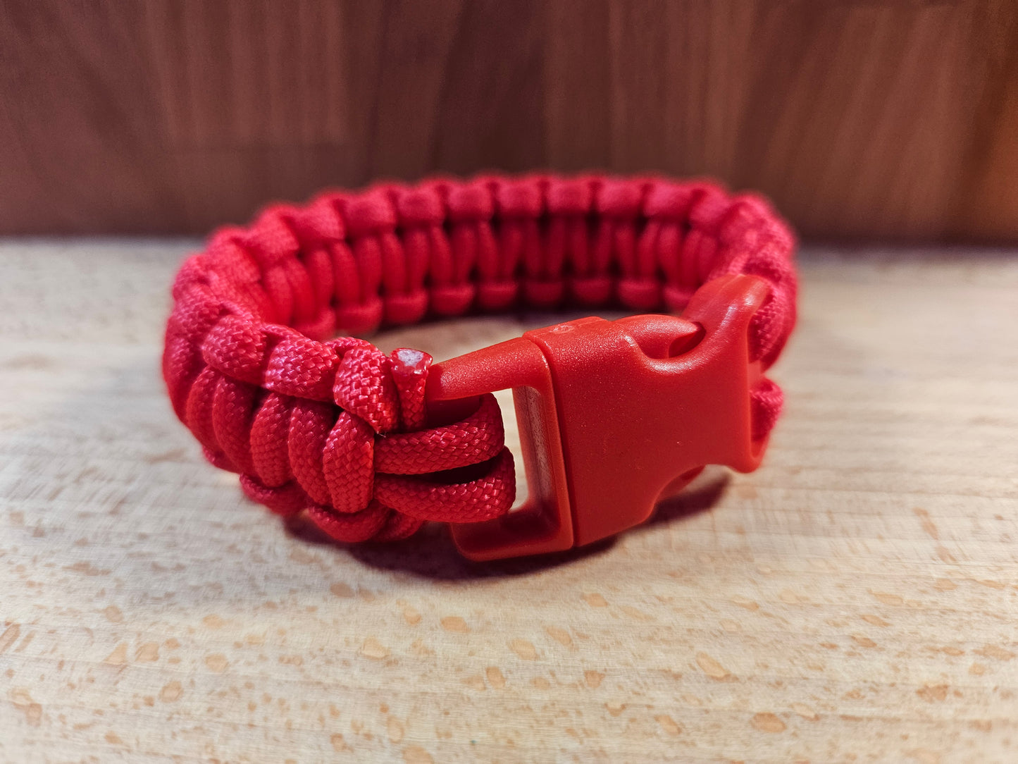 Handmade 550 Paracord Bracelet - Mini Buckle - Red