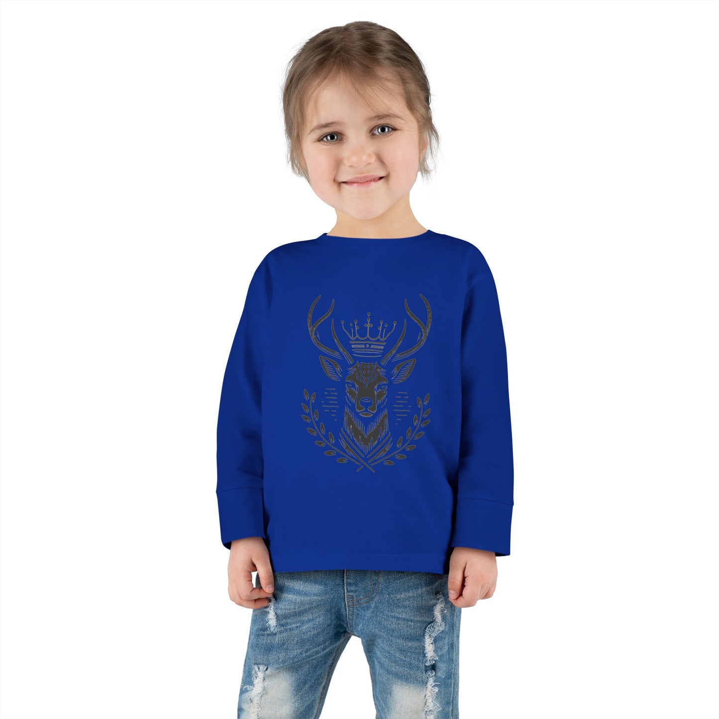 Crowned Deer Toddler Long Sleeve Tee - Oh Deer Lord